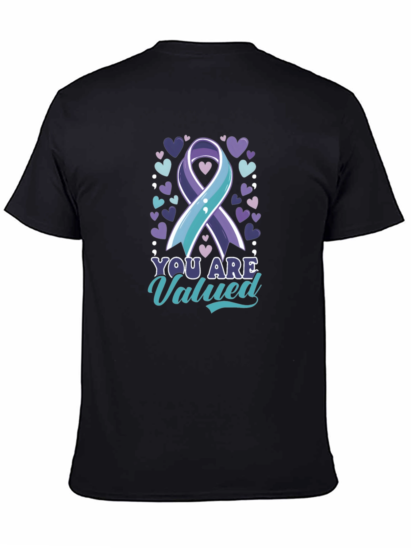 Black You Are Valued Suicide Prevention Awareness T-Shirt view 4