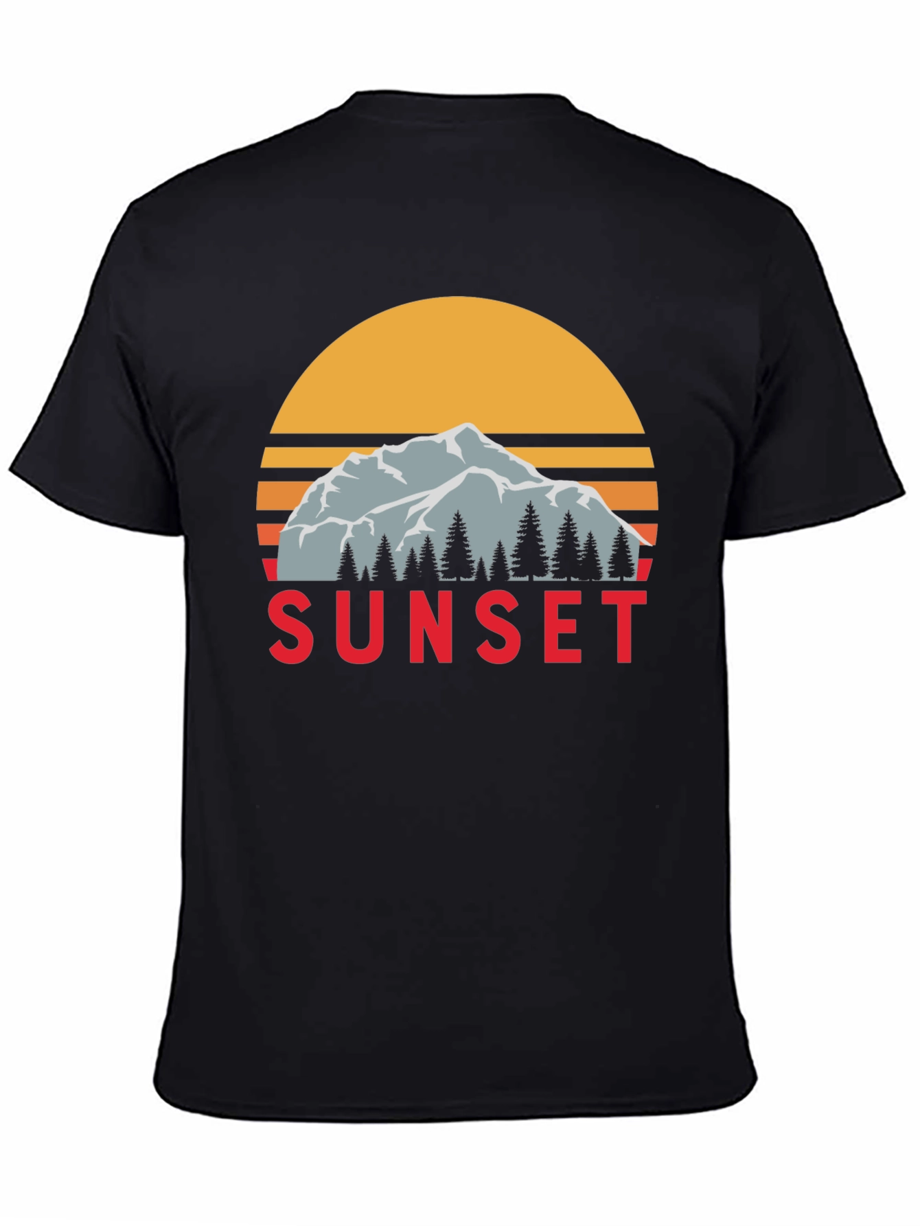 Black Sunset Mountain Graphic Tee - Retro Style view 4