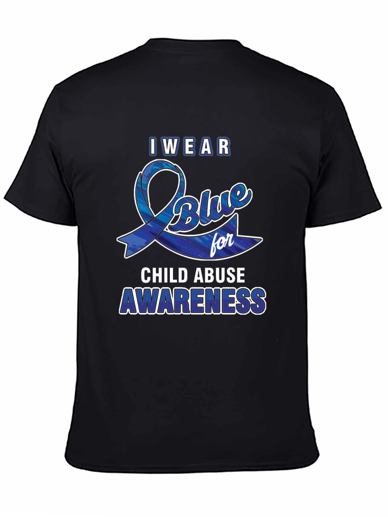 Black I Wear Blue For Child Abuse Awareness T-Shirt view 4