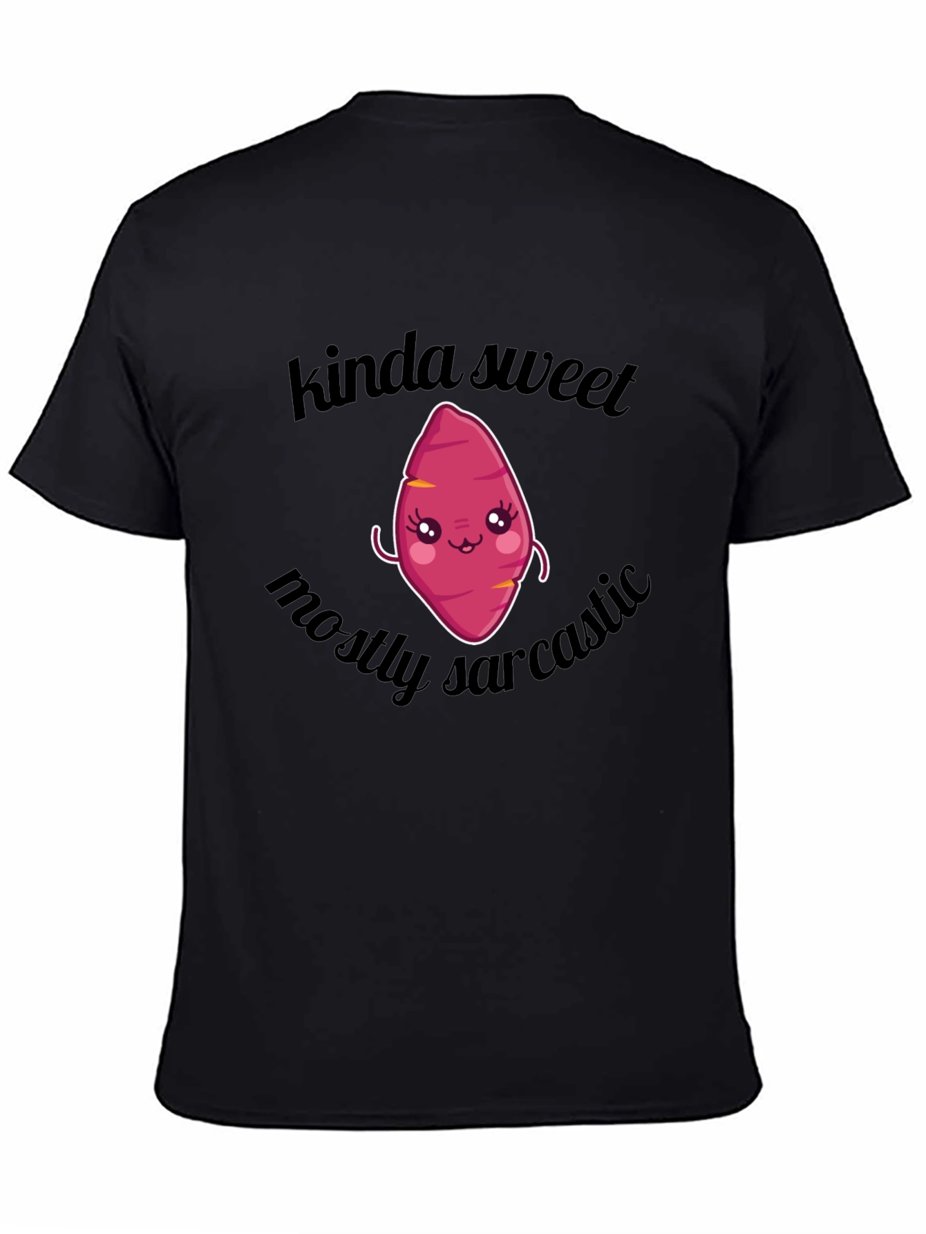 Black Kinda Sweet, Mostly Sarcastic Cute Sweet Potato T-Shirt view 4