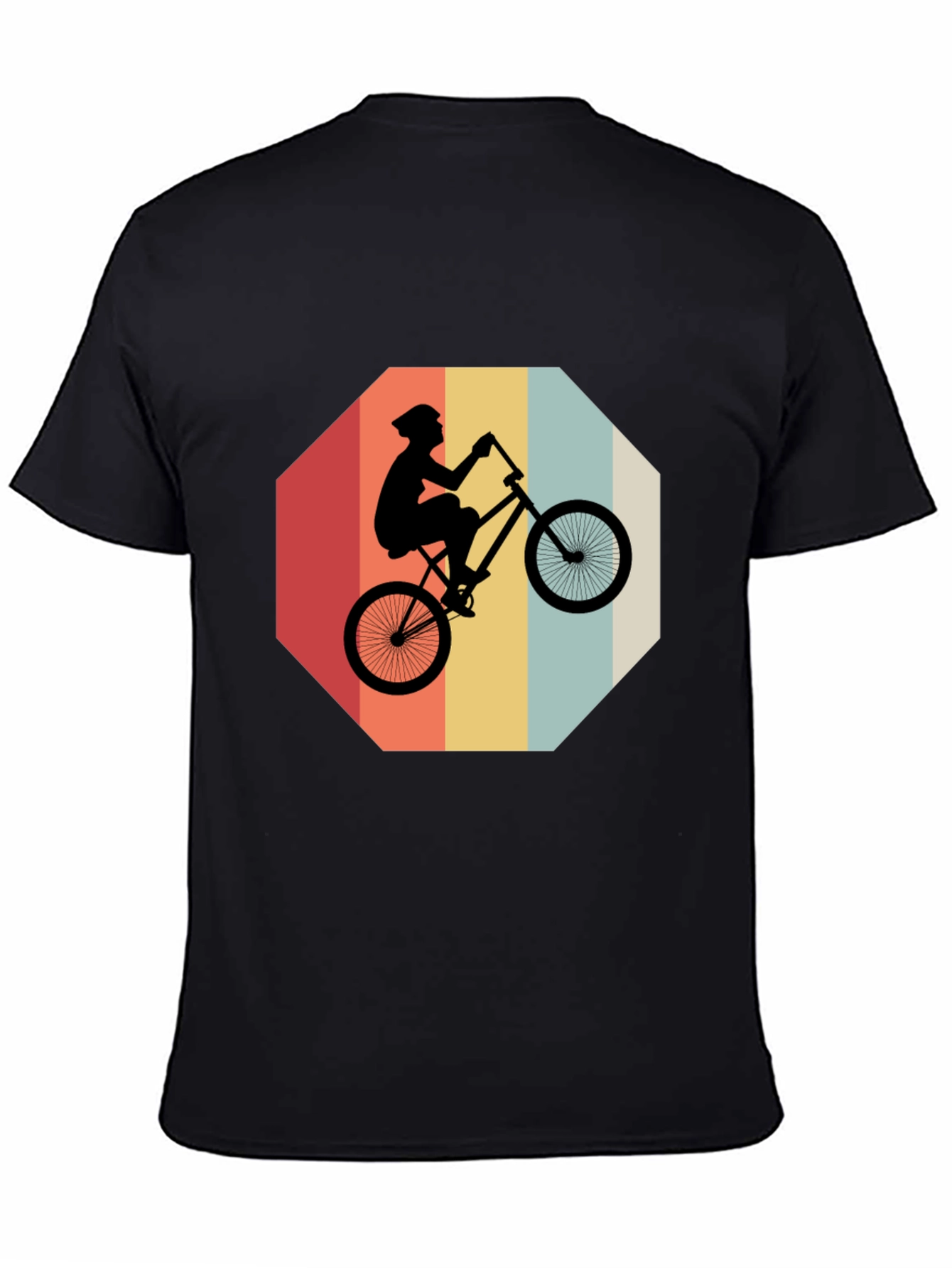 Black Retro Bike Rider Graphic Tee - Black Cotton Blend view 4