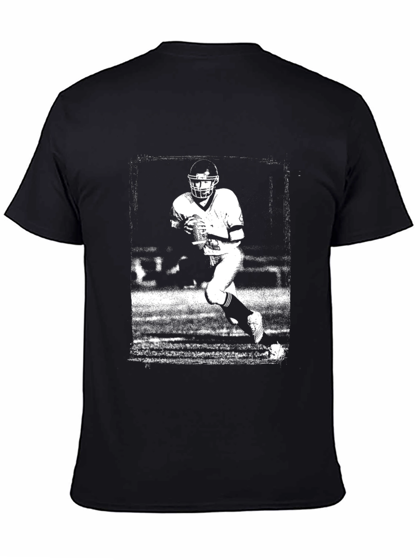 Black Vintage Football Player Black Graphic Tee view 4