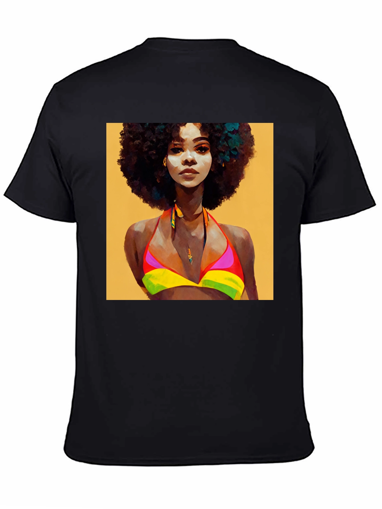Black Afro Woman Art Graphic T-Shirt view 4