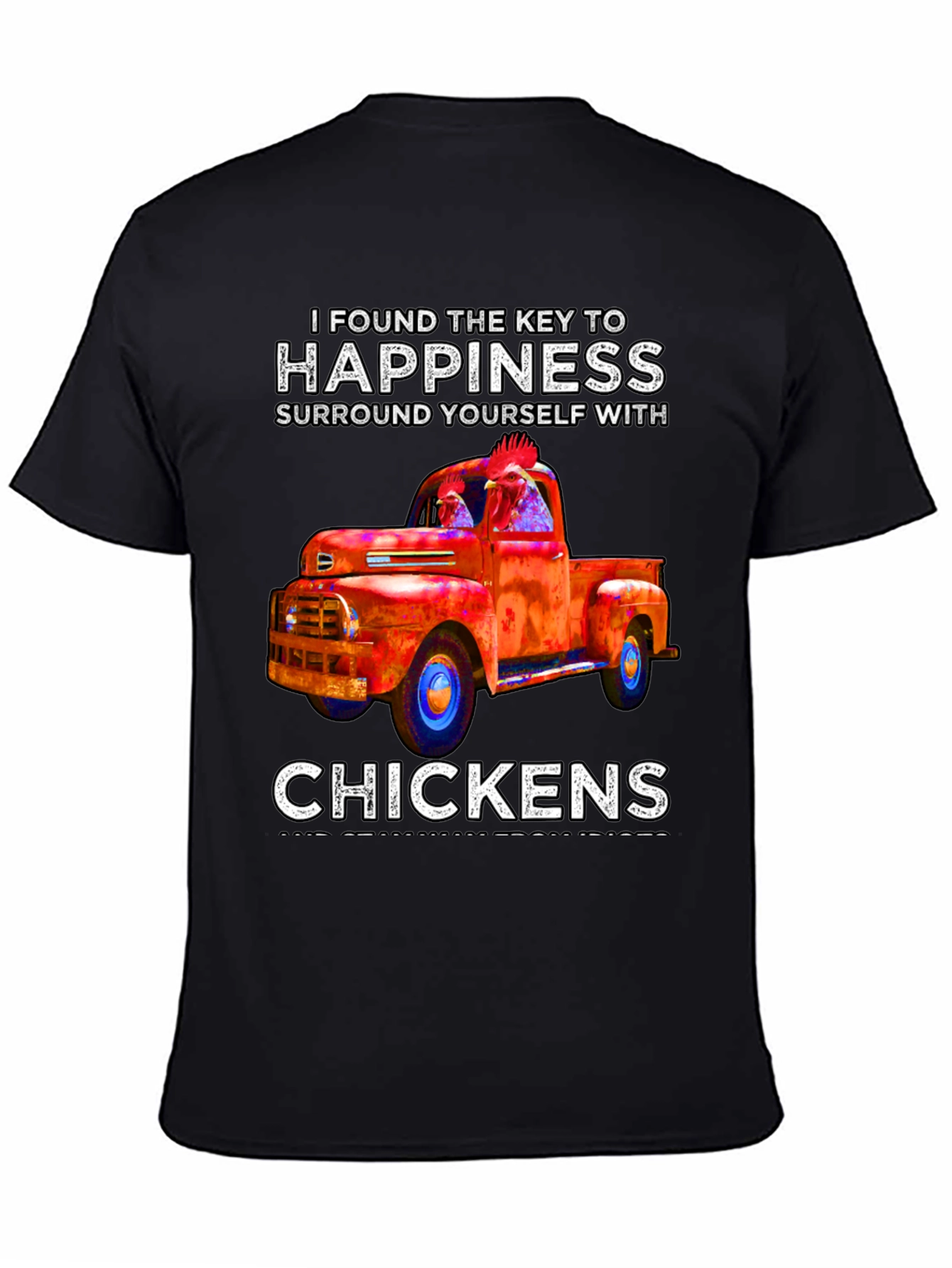Black Happiness is Chickens Truck T-Shirt view 4