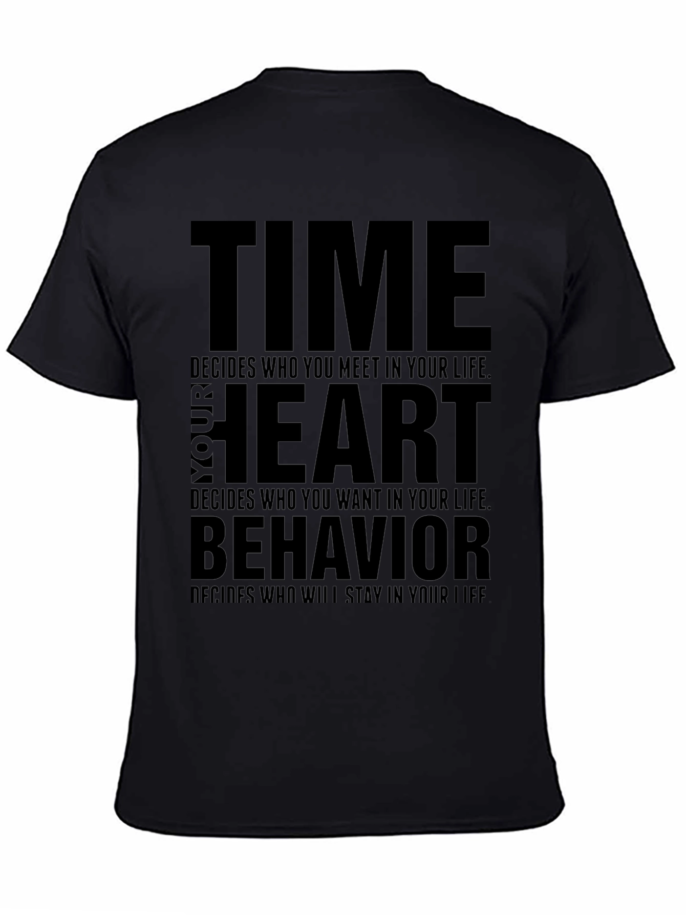 Black Time Heart Behavior Men's Graphic T-Shirt view 4