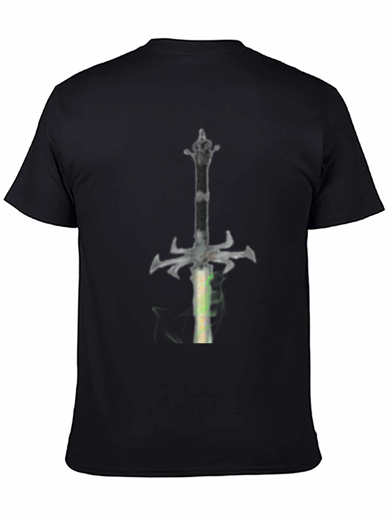 Black Fantasy Sword Graphic Tee - Black Cotton Casual Shirt view 4