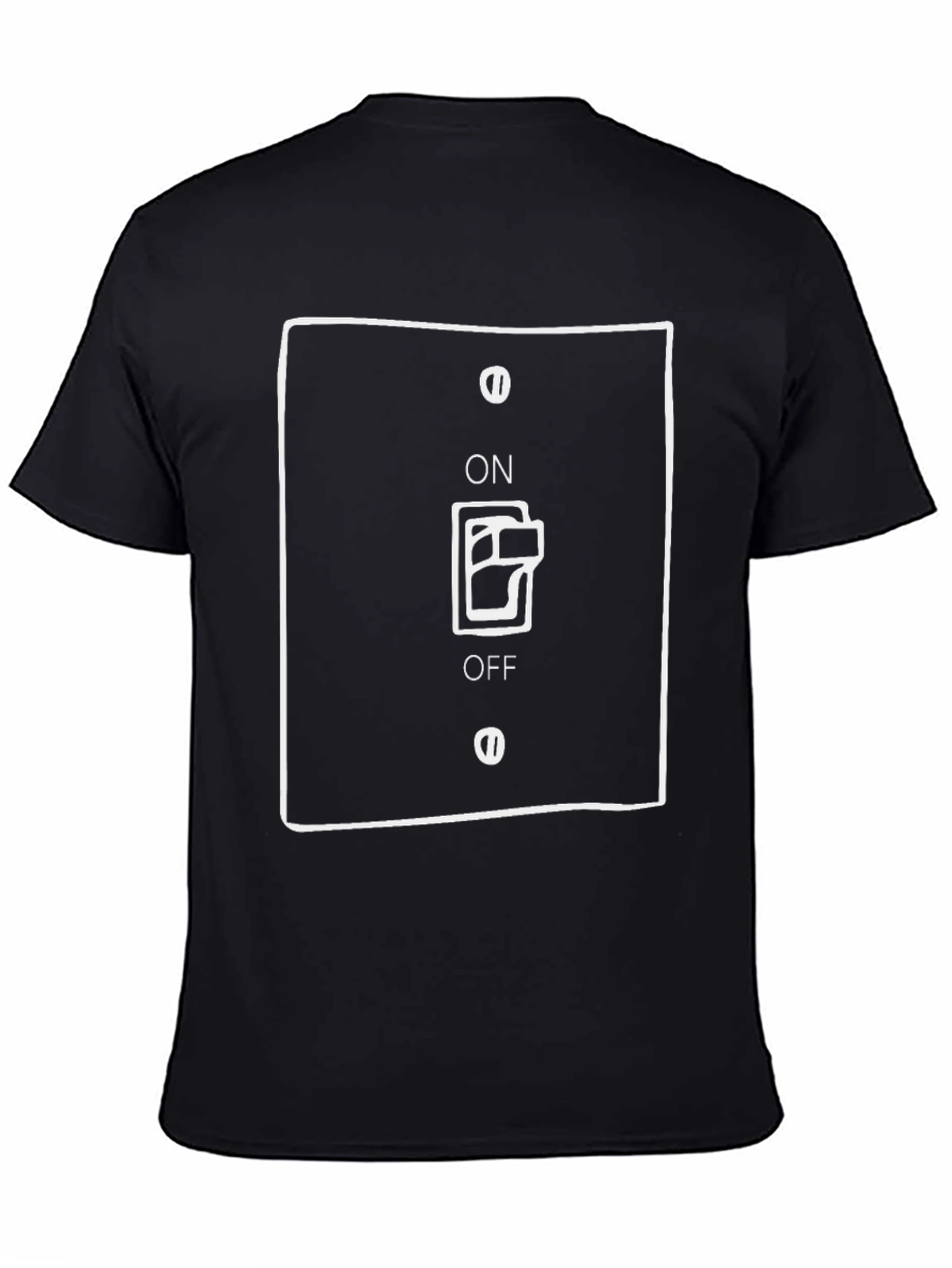 Black On/Off Switch Graphic Tee - Black Cotton Casual Shirt view 4