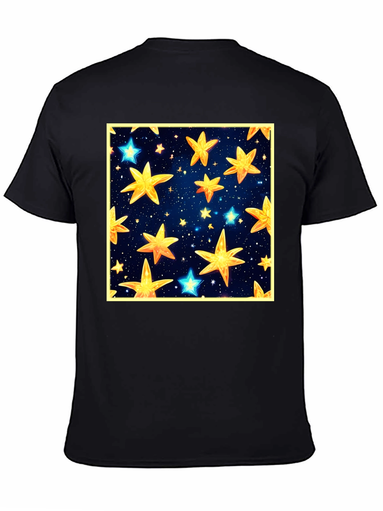 Black Starry Night Graphic Tee - Black Cotton Comfort view 4