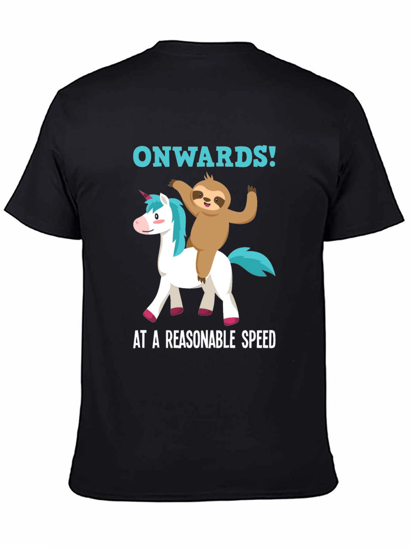 Black Sloth Riding Unicorn T-Shirt - Reasonable Speed view 4