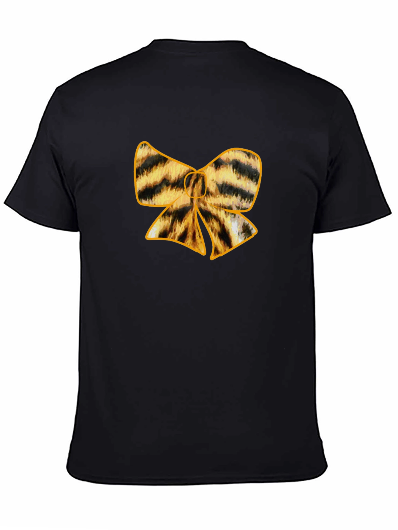 Black Striped Bow Tie Graphic Tee - Stylish Black T-Shirt view 4