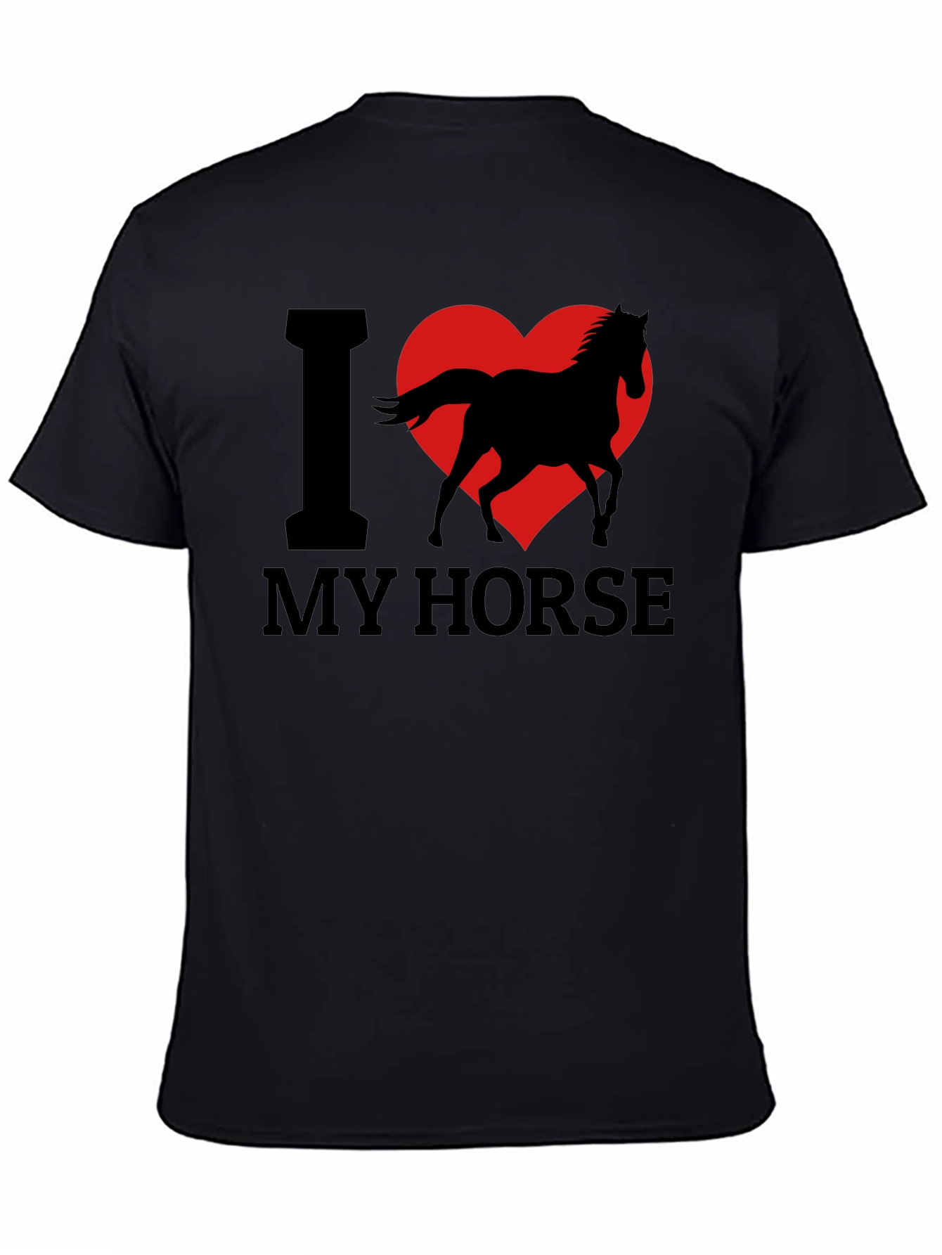 Black I Love My Horse T-Shirt - Black Cotton Tee view 4