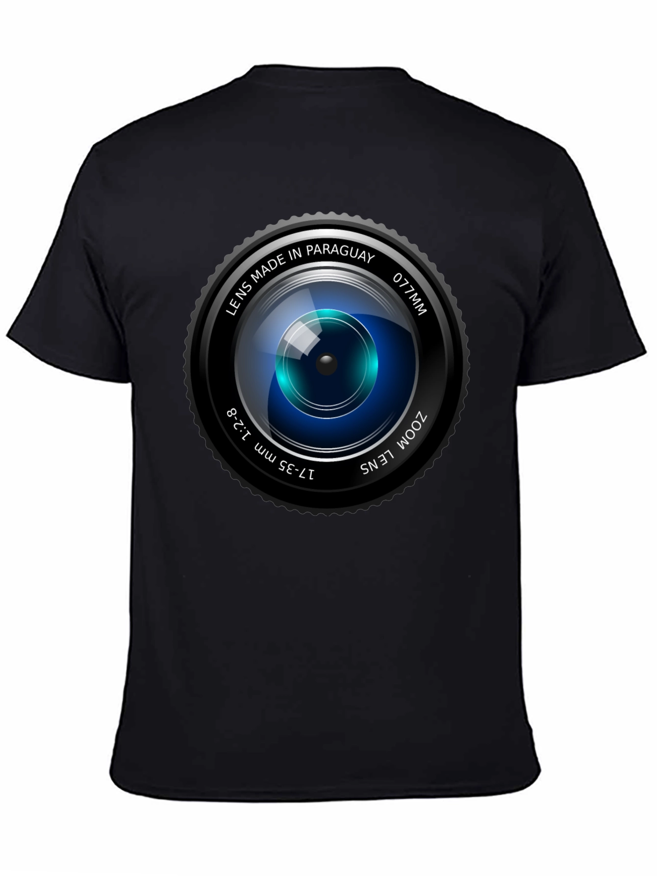 Black Camera Lens Graphic Print Crew Neck T-Shirt view 4