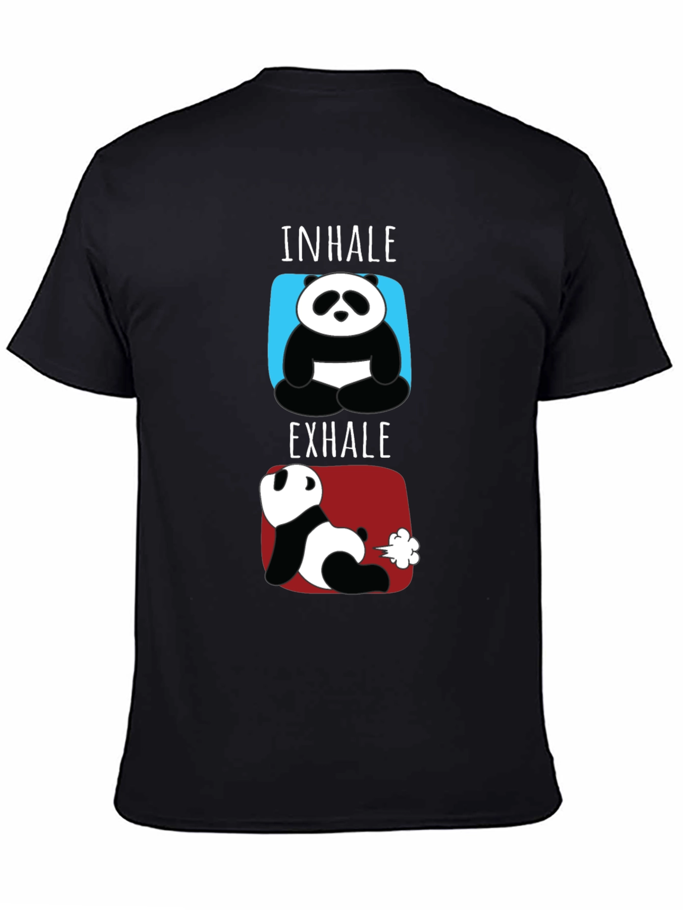Black Inhale Exhale Funny Panda T-Shirt view 4