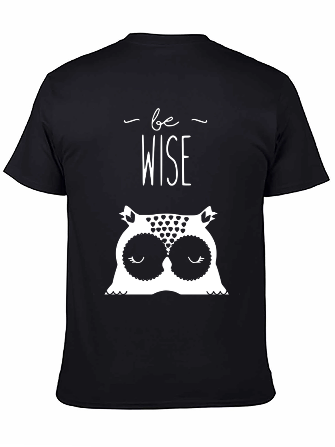 Black Be Wise Owl Graphic T-Shirt - Black Cotton Tee view 4