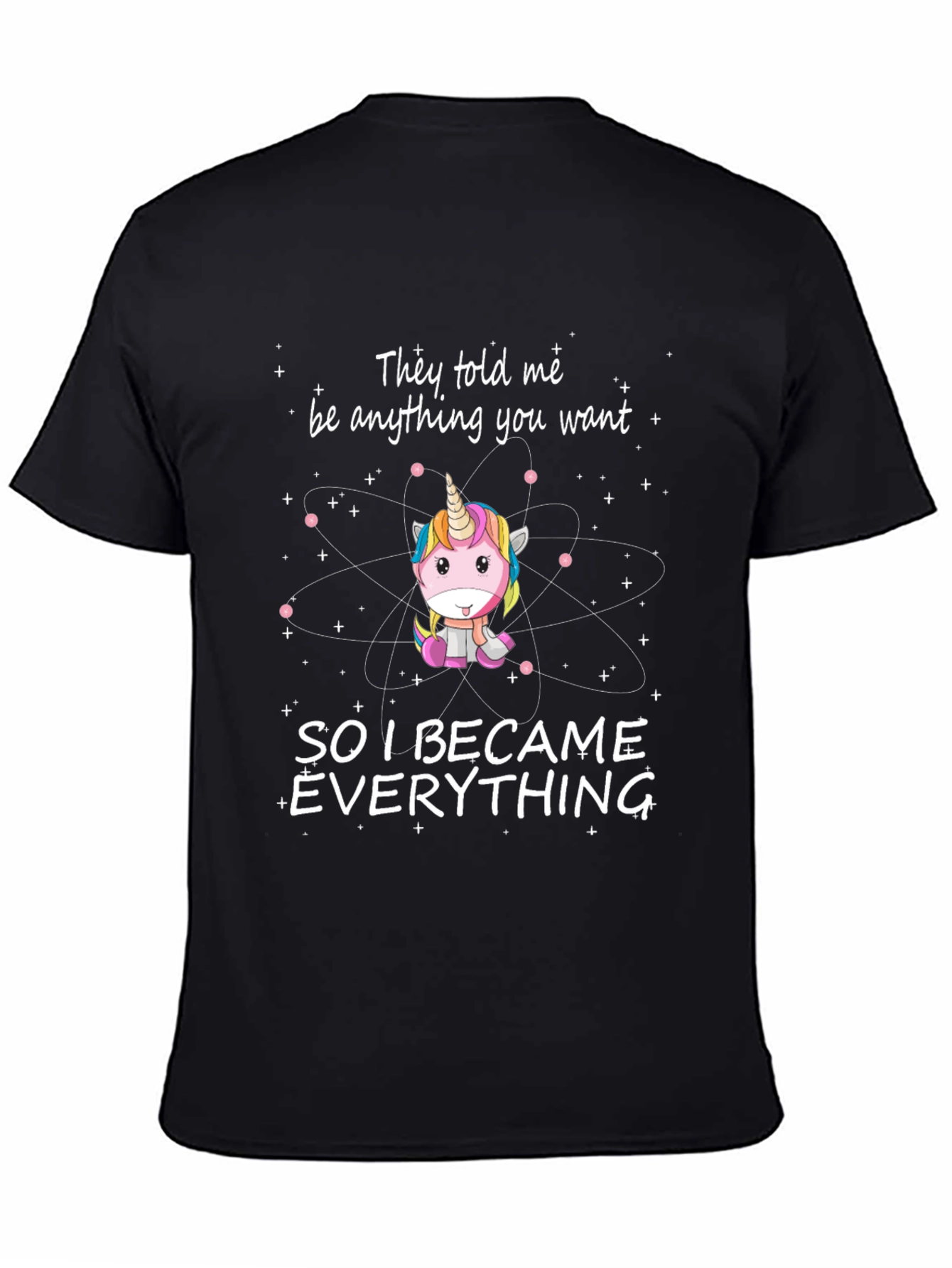 Black Unicorn Science Humor T-Shirt - Be Anything, Be Everything! view 4