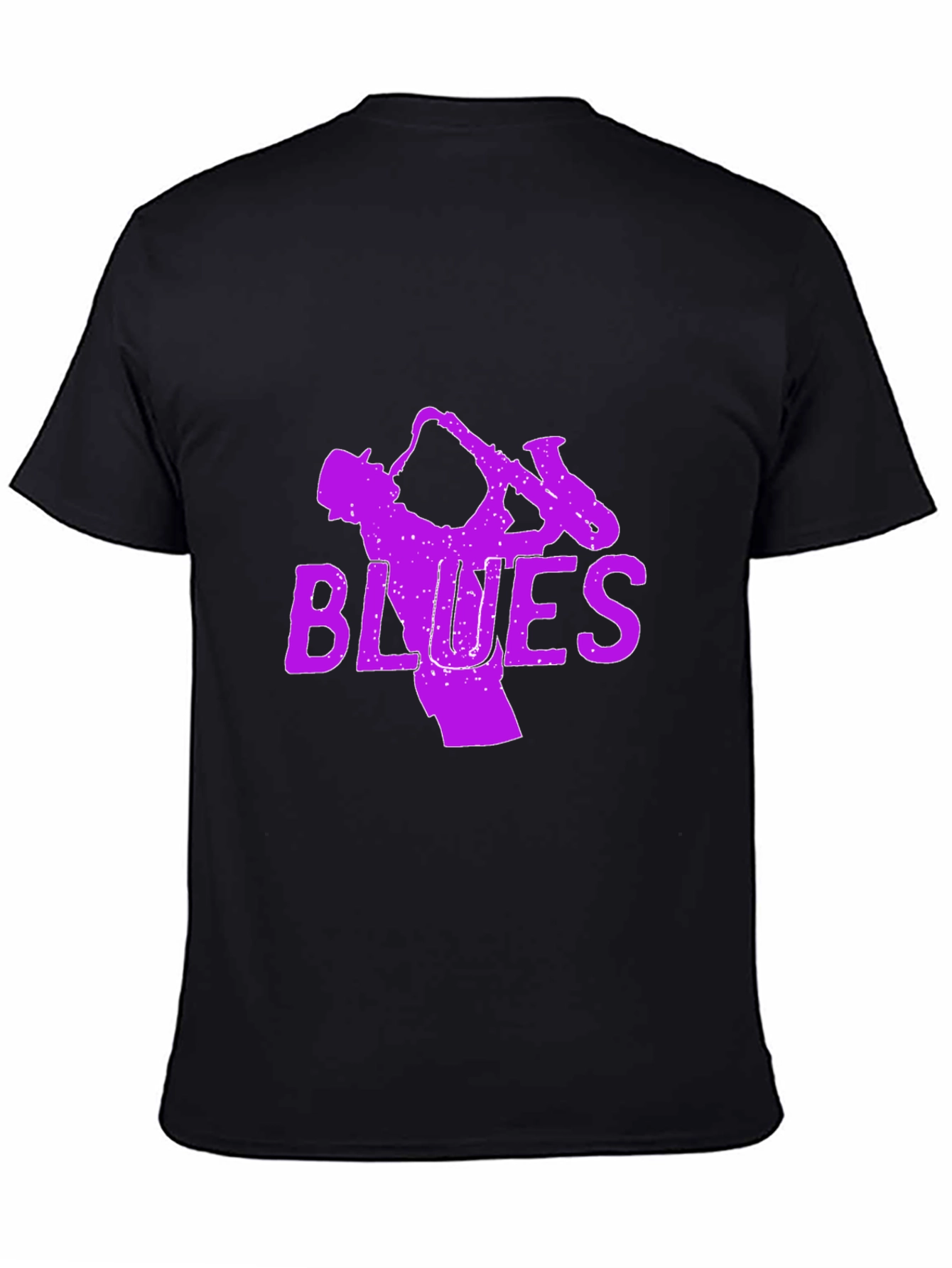 Black Blues Saxophone Graphic T-Shirt - Black view 4