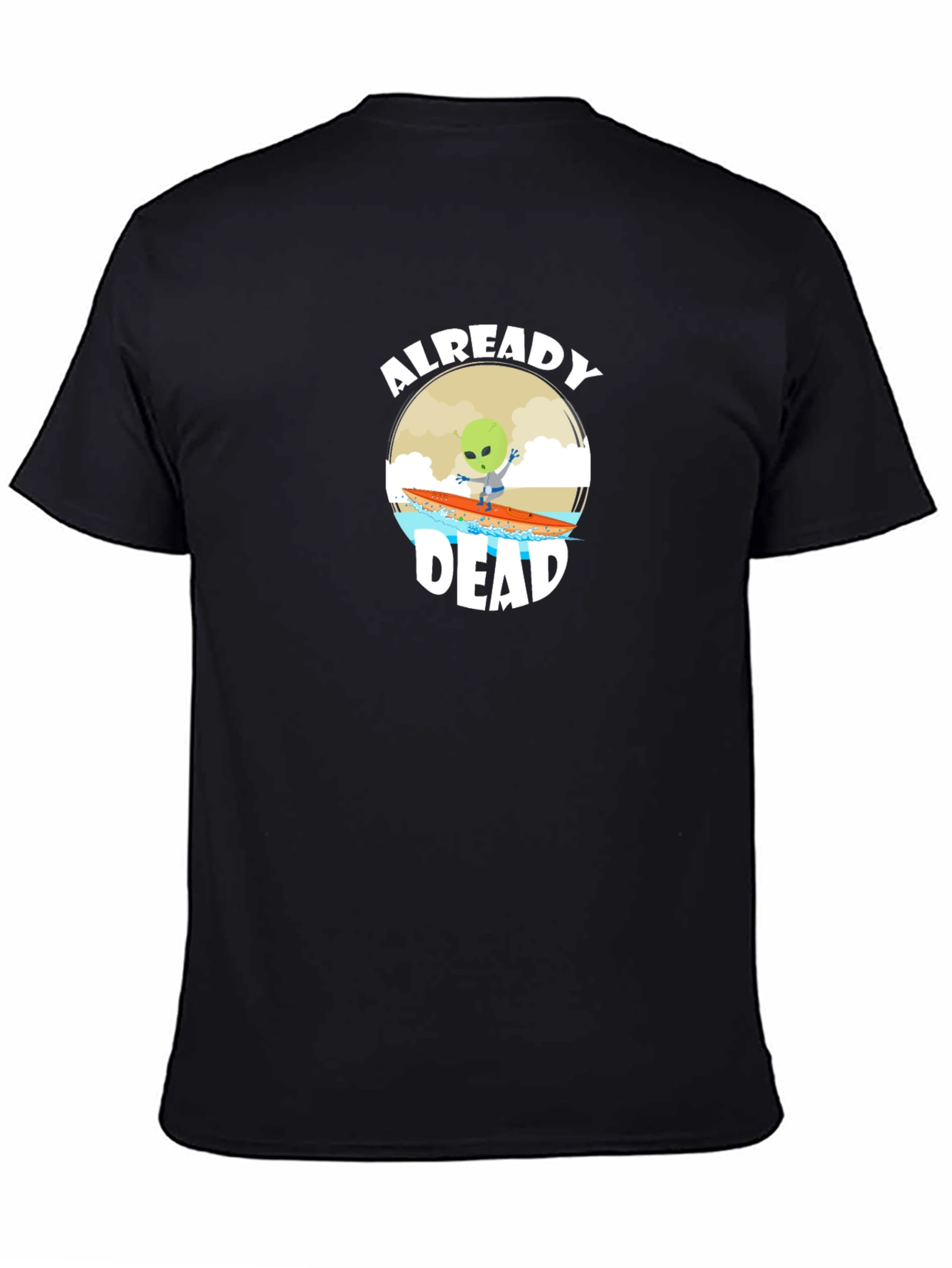 Black Already Dead Alien Surfing T-Shirt view 4