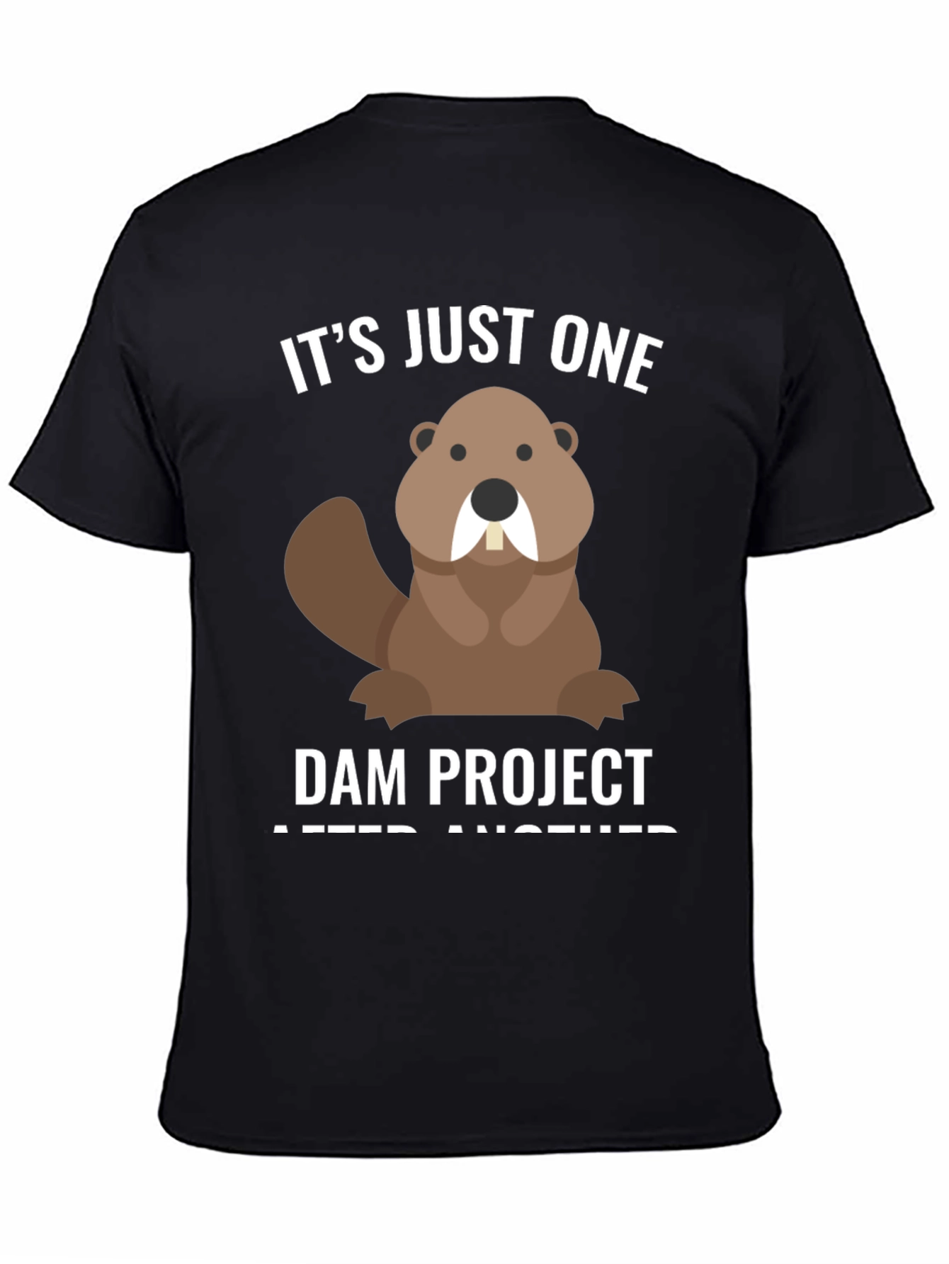Black Funny Beaver T-Shirt - Dam Project Tee view 4
