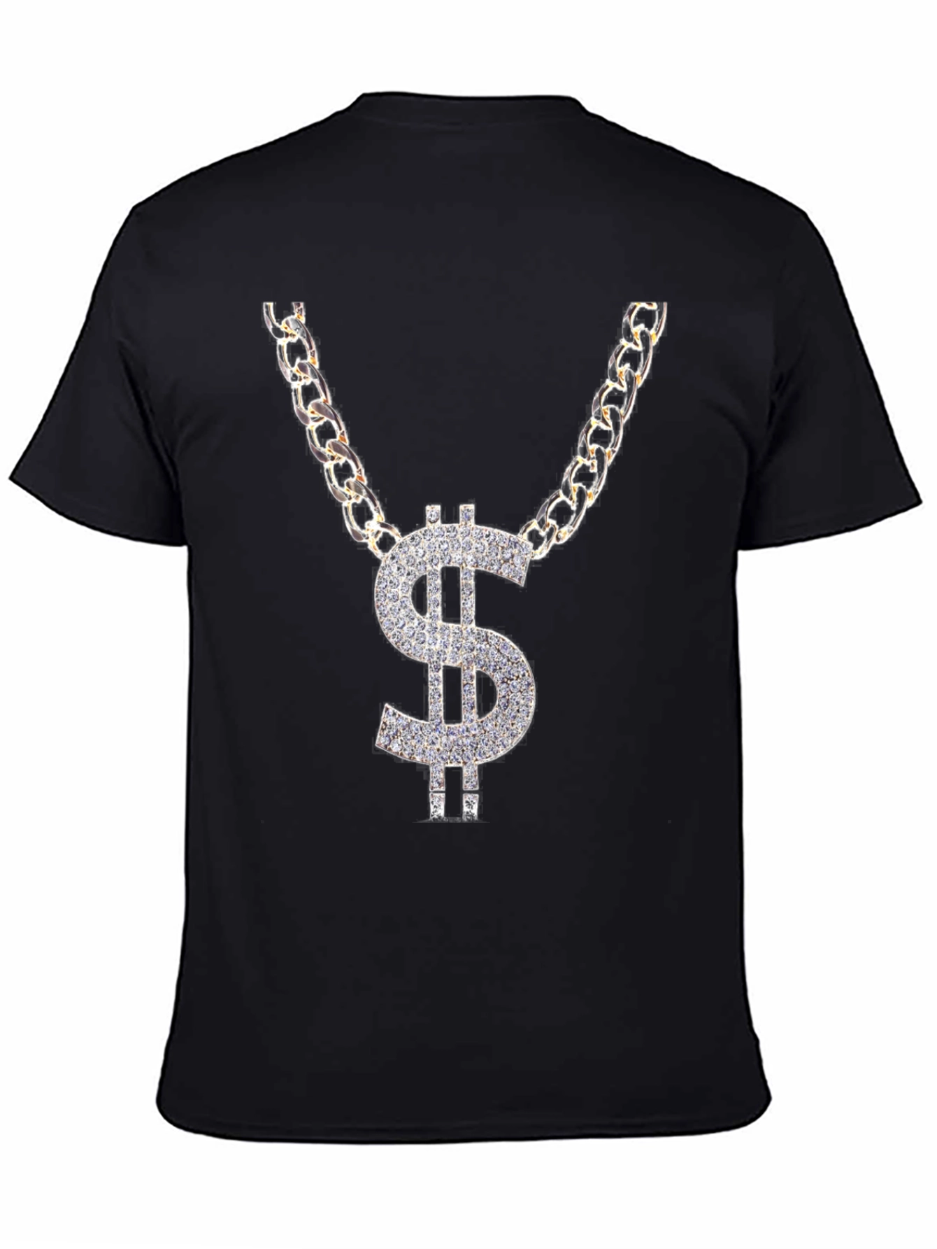 Black Dollar Sign Chain Graphic T-Shirt view 4