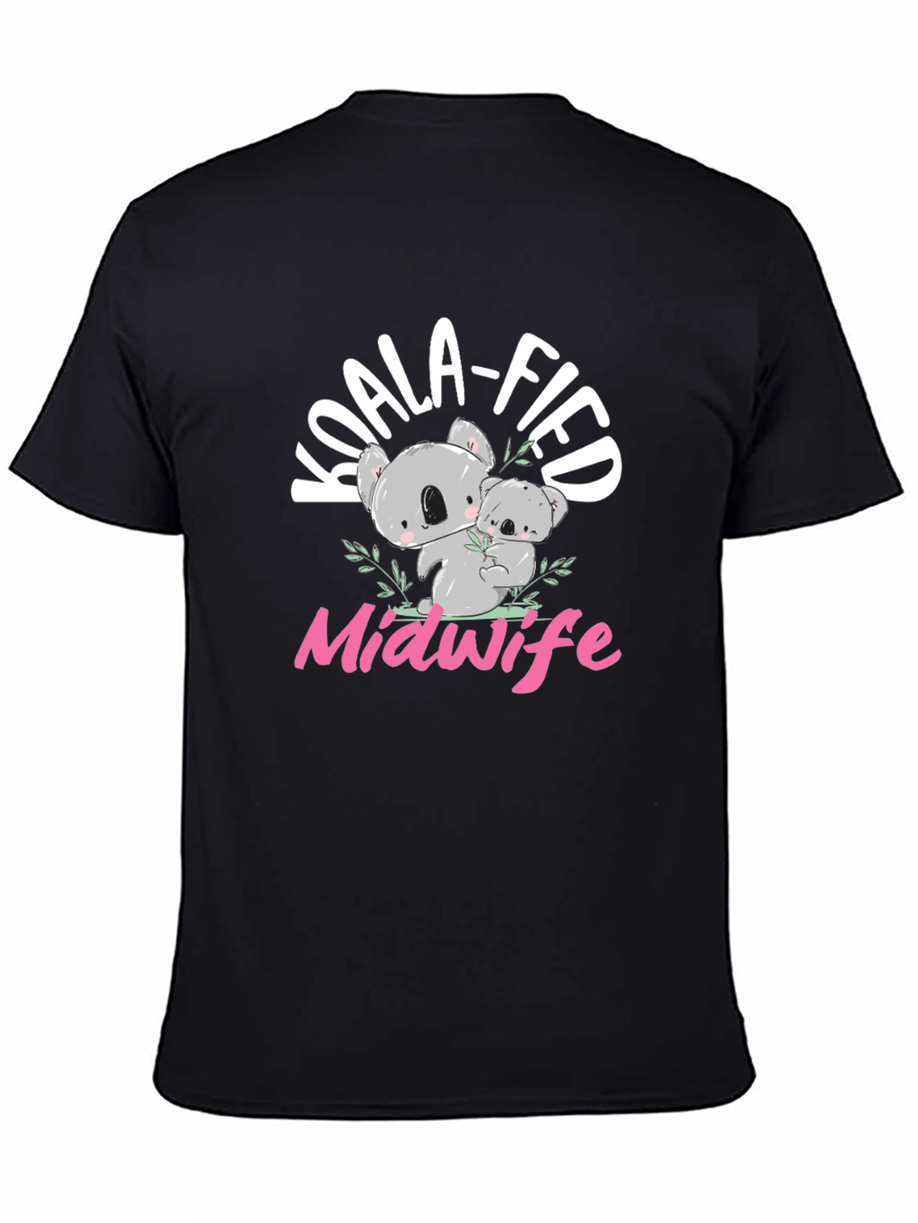 Black Koala-fied Midwife T-Shirt - Cute Koala Bear Design view 4