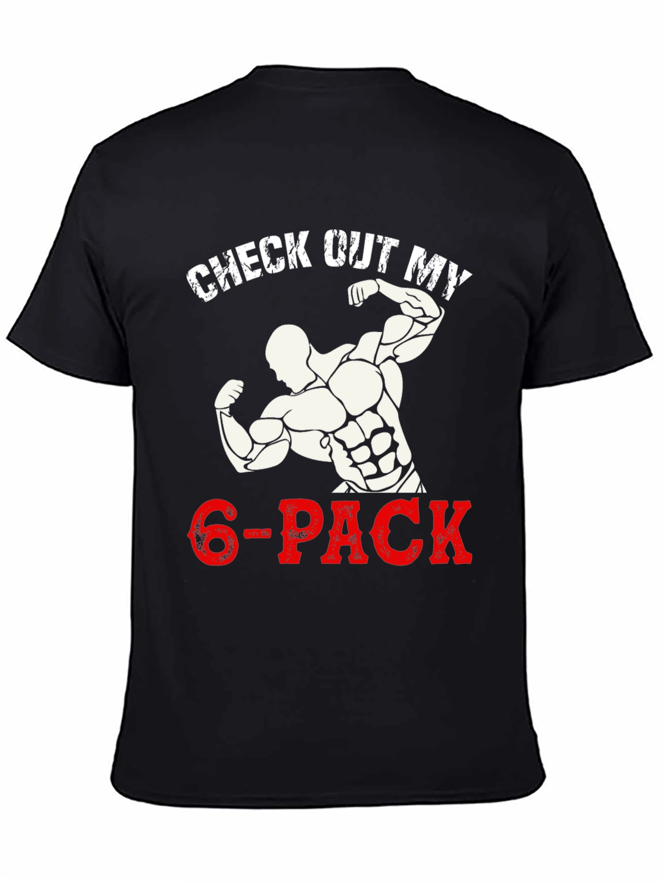 Black Check Out My 6-Pack Funny Gym Workout T-Shirt view 4