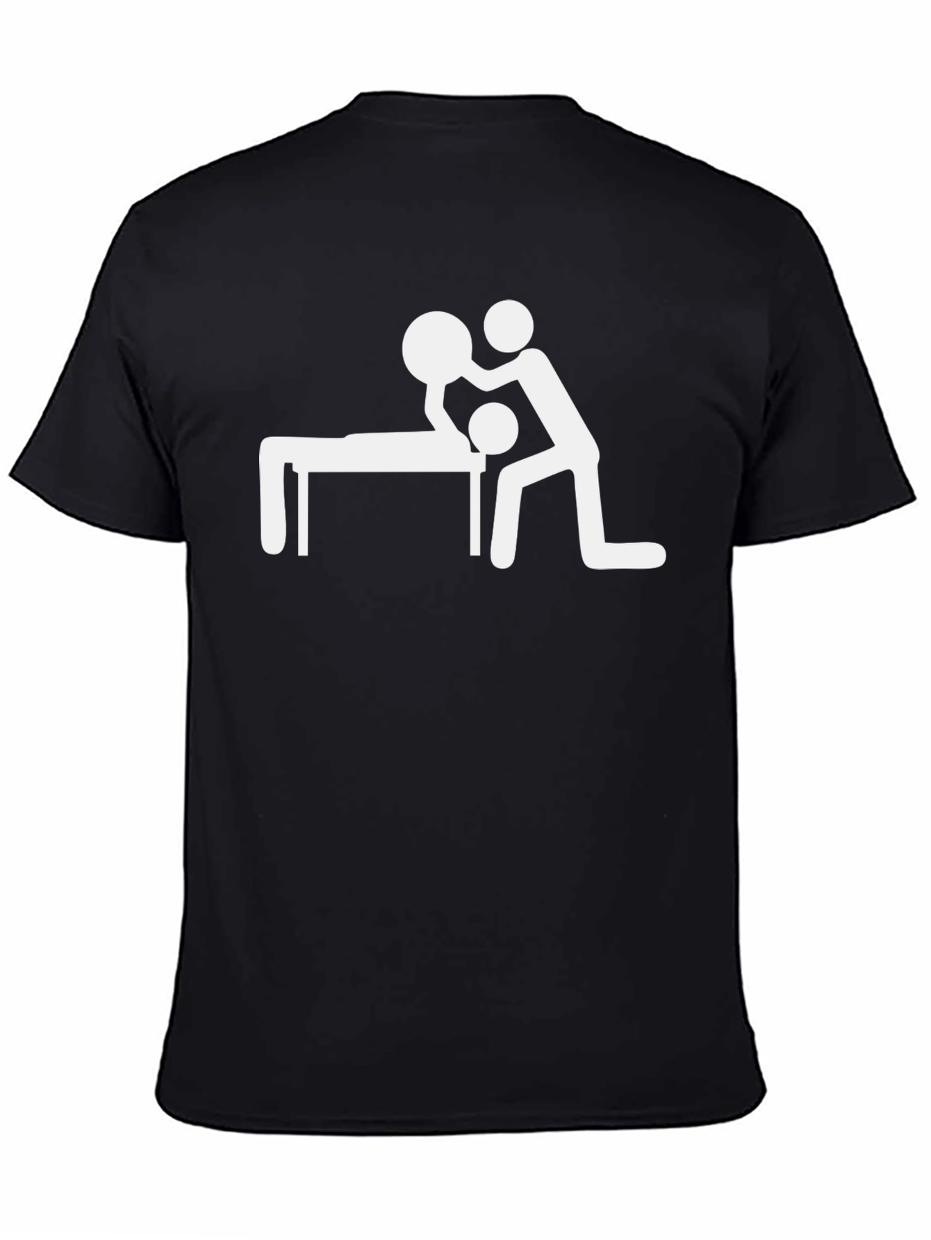 Black Massage Humor Tee - Funny Stick Figure Shirt view 4