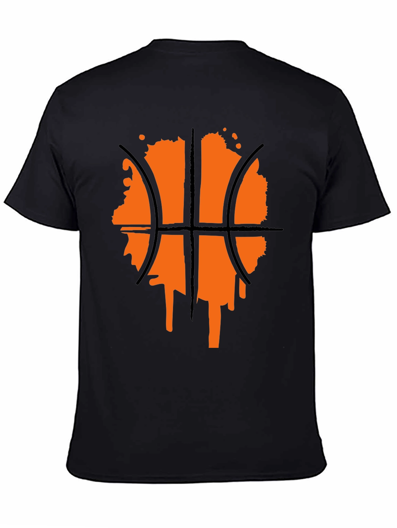 Black Basketball Graphic Tee - Black Crew Neck Shirt view 4