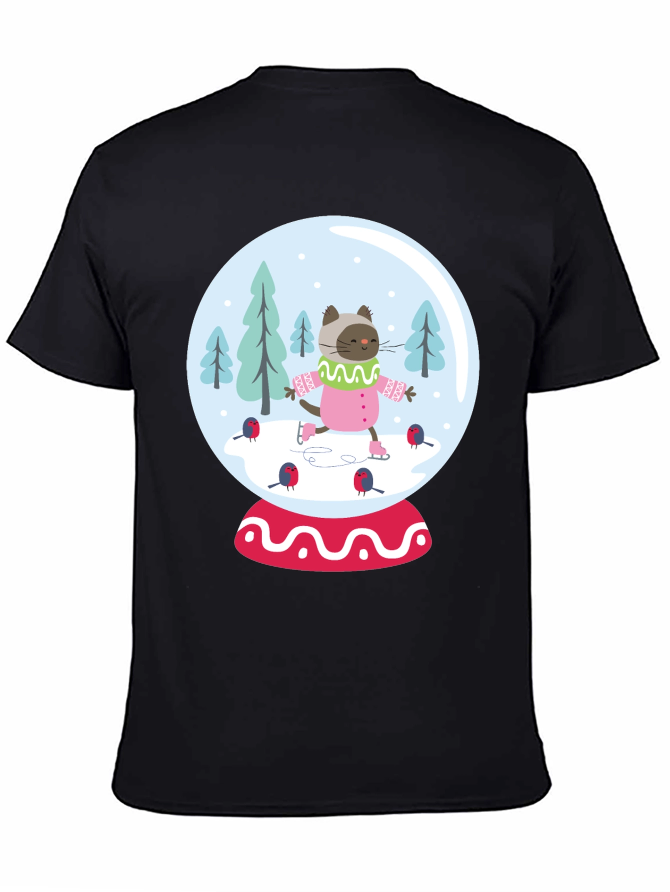 Black Cat Snow Globe Graphic Tee - Black Cotton Blend view 4