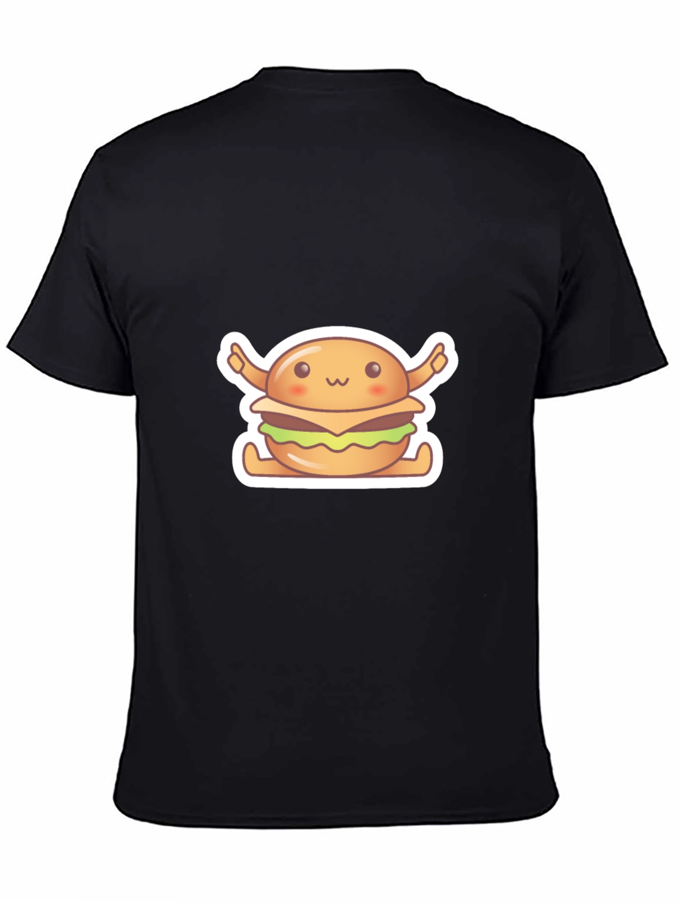 Black Kawaii Burger Graphic Tee - Unisex Black T-Shirt view 4