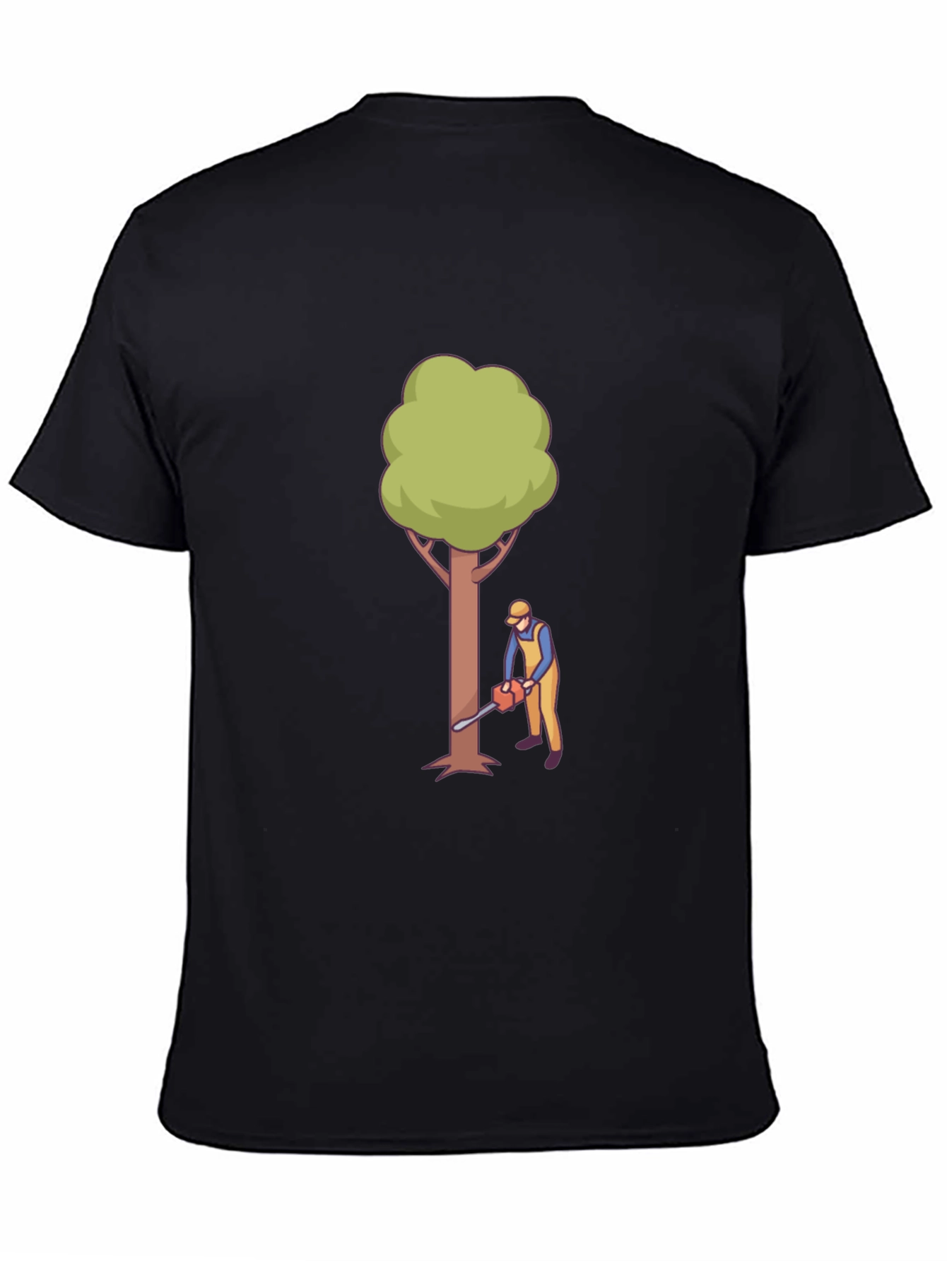 Black Tree Felling Graphic Tee - Black Cotton T-Shirt view 4