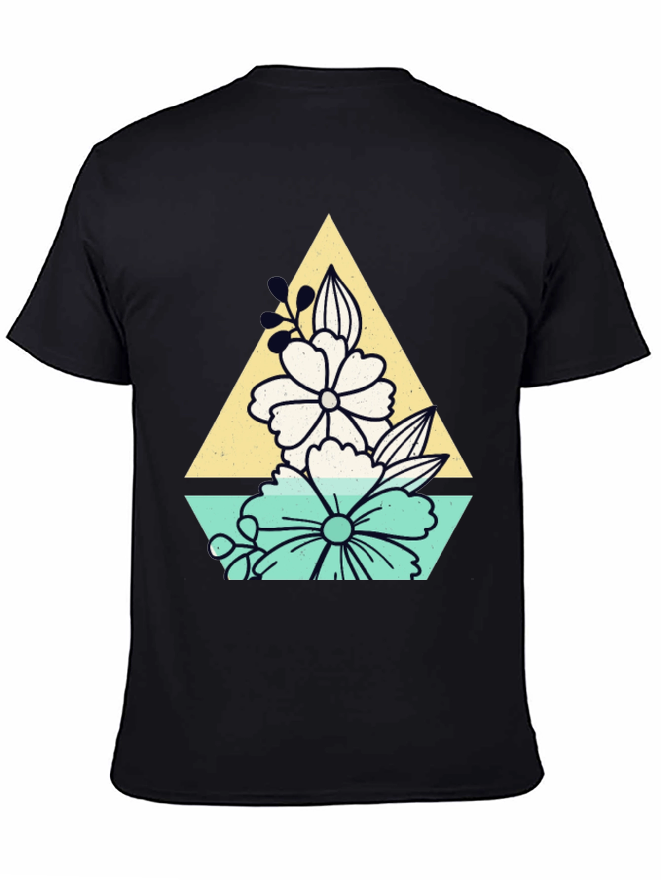 Black Floral Triangle Graphic T-Shirt view 4