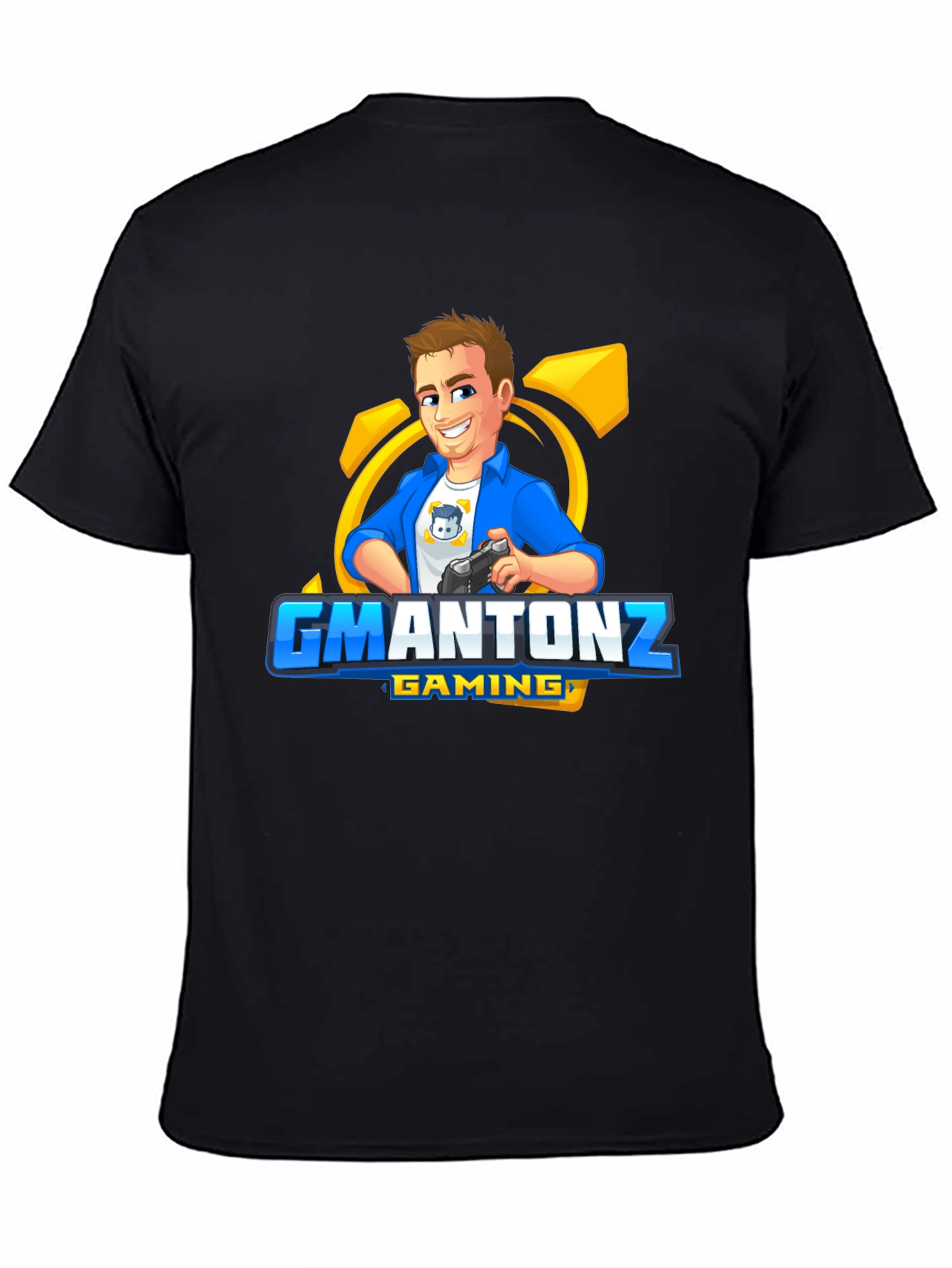 Black GMANTONZ Gaming Black T-Shirt view 4