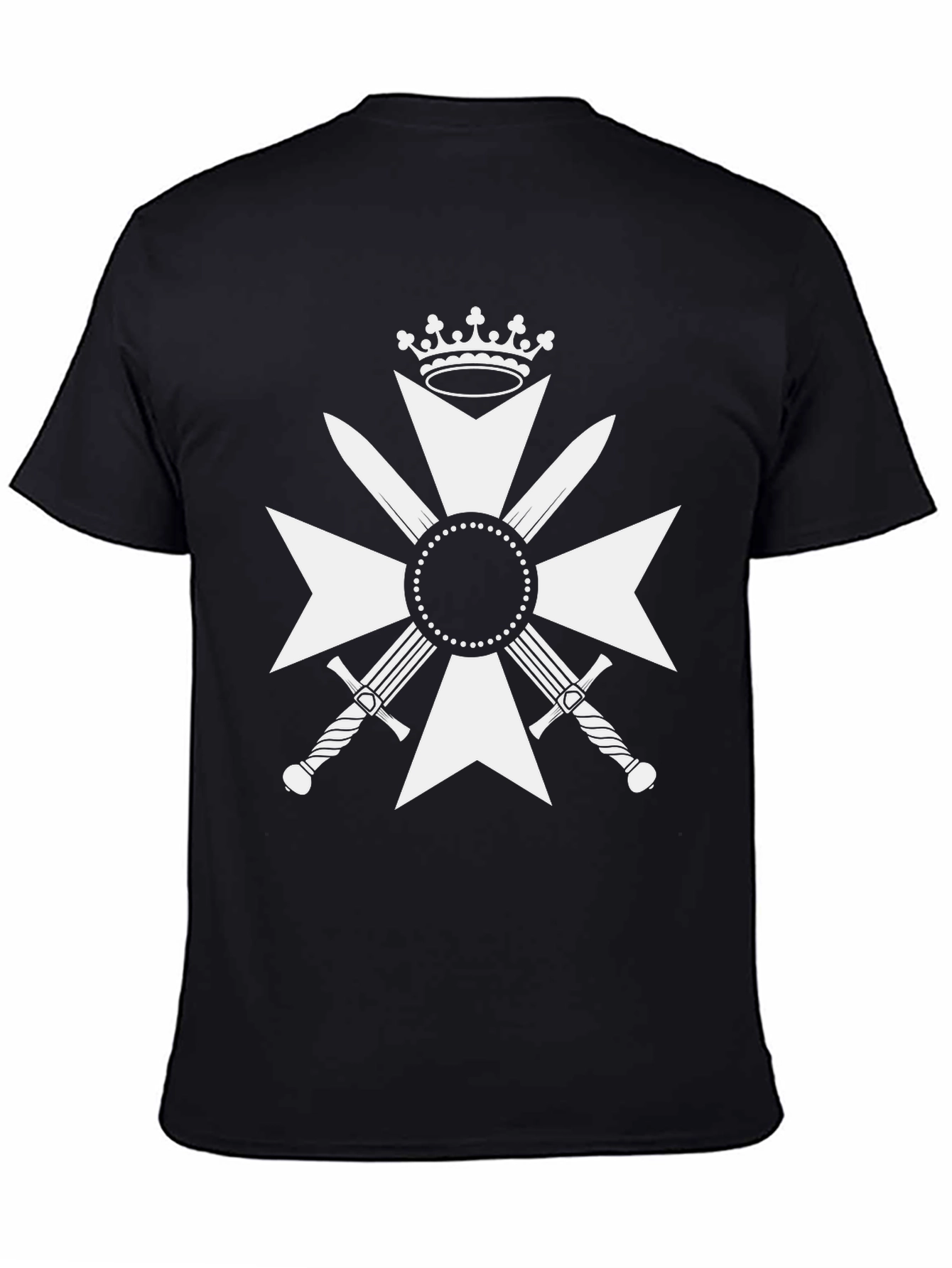 Black Crossed Swords Crown Black Tee - Bold Graphic Design view 4