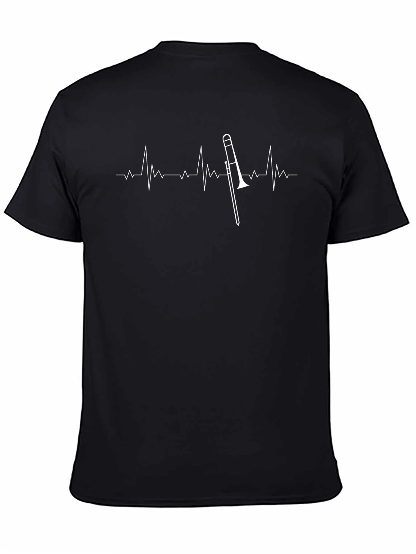 Black Trombone Heartbeat T-Shirt - Musician's Tee view 4