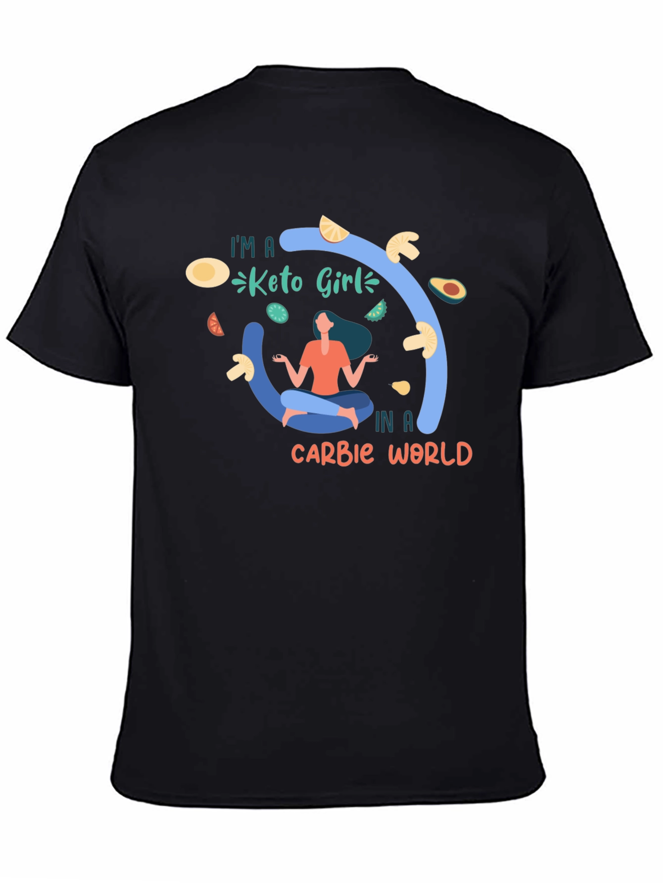Black Keto Girl T-Shirt - Carb Conscious Design view 4