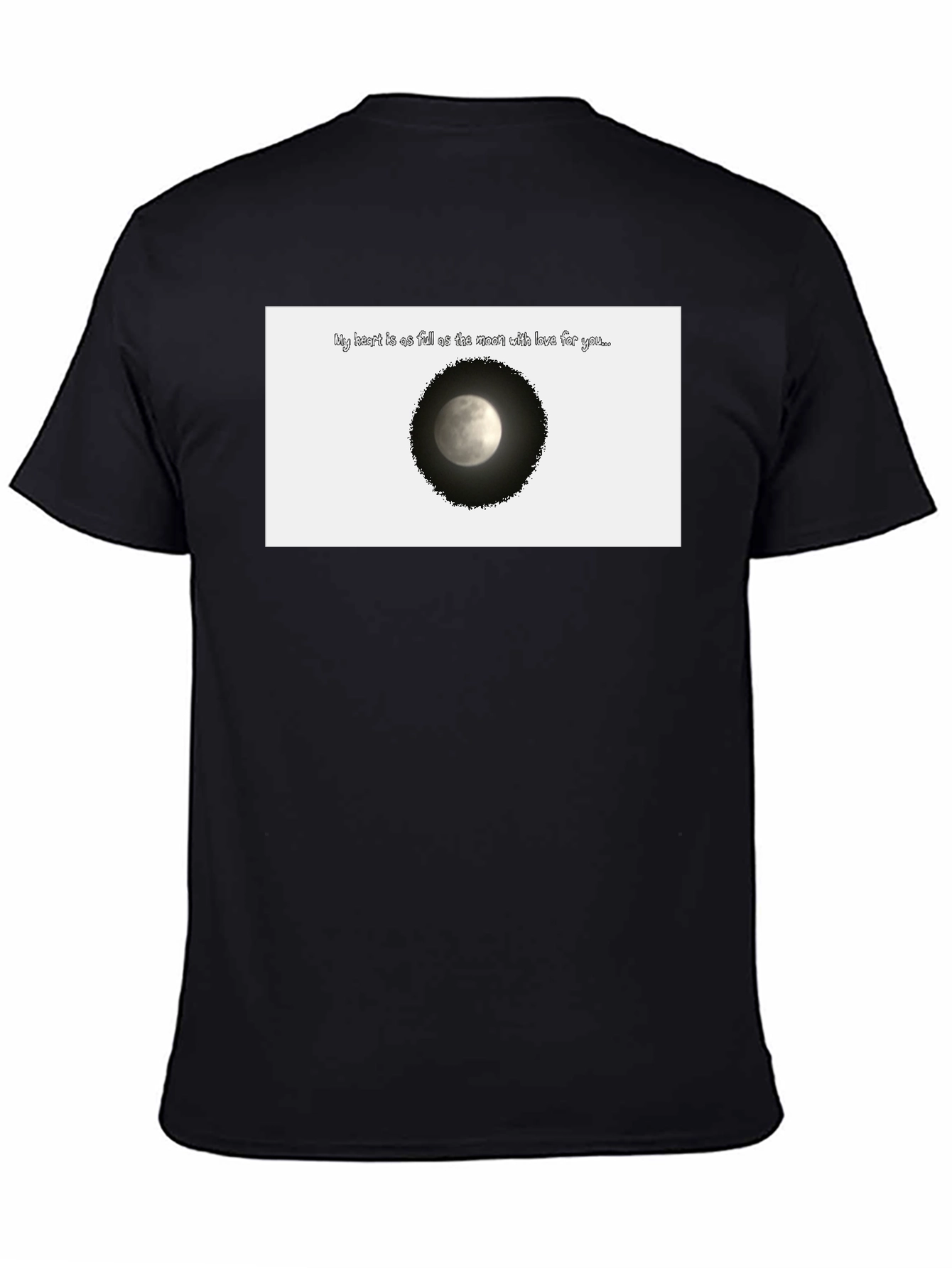 Black Moon Love T-Shirt - Heart Full of Love Design view 4