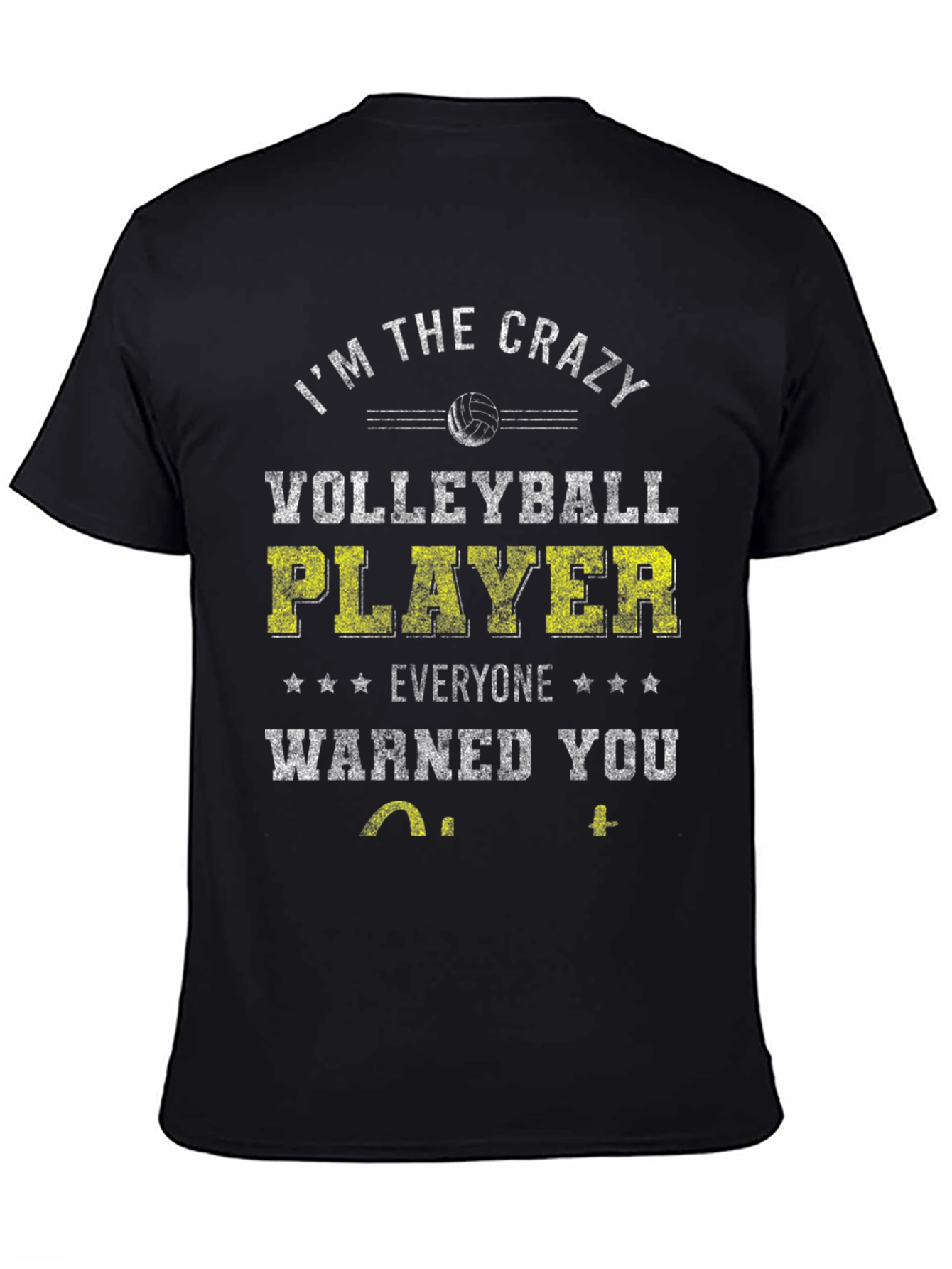 Black Crazy Volleyball Player T-Shirt view 4