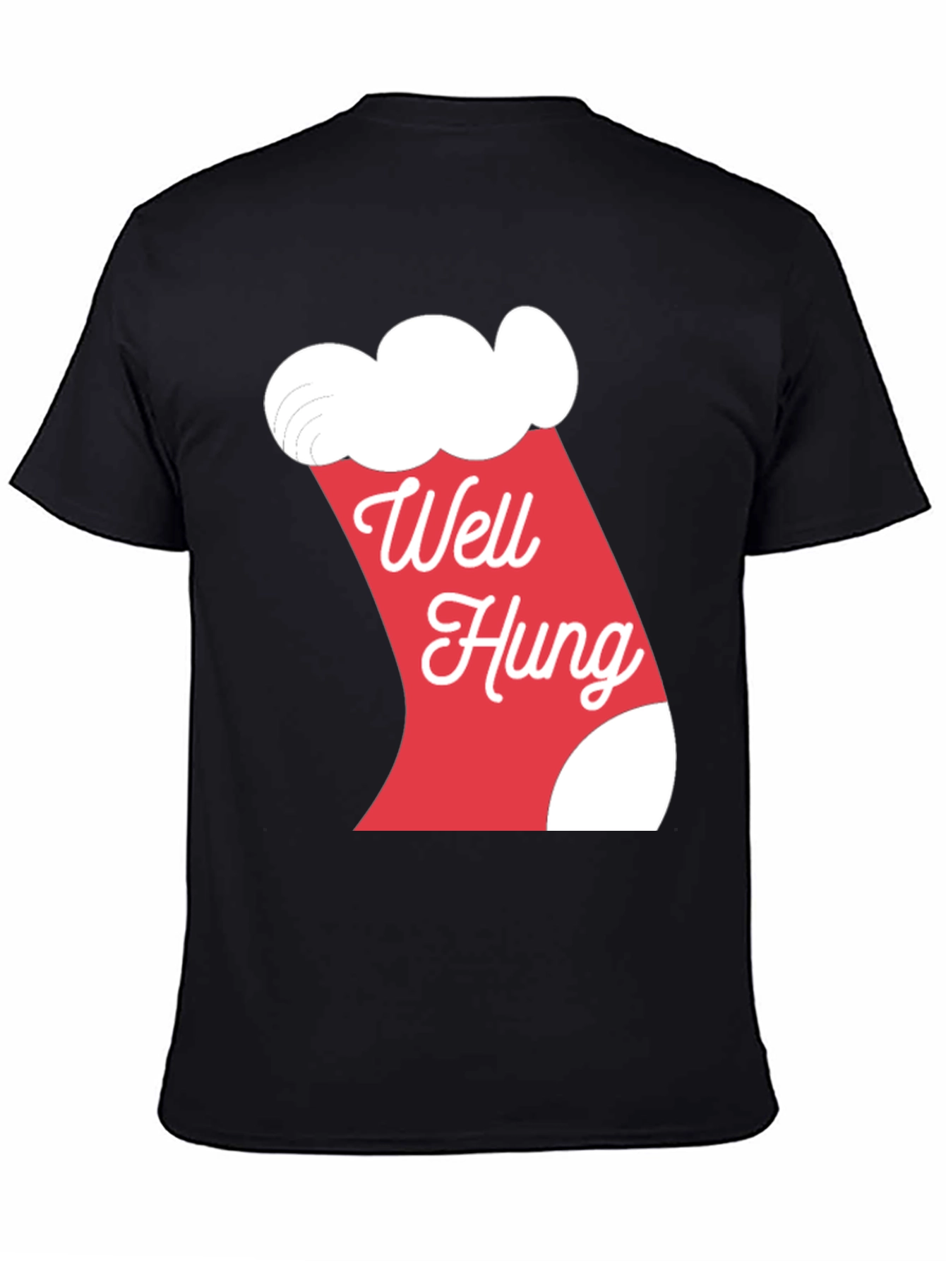 Black Well Hung Christmas Stocking Graphic T-Shirt view 4
