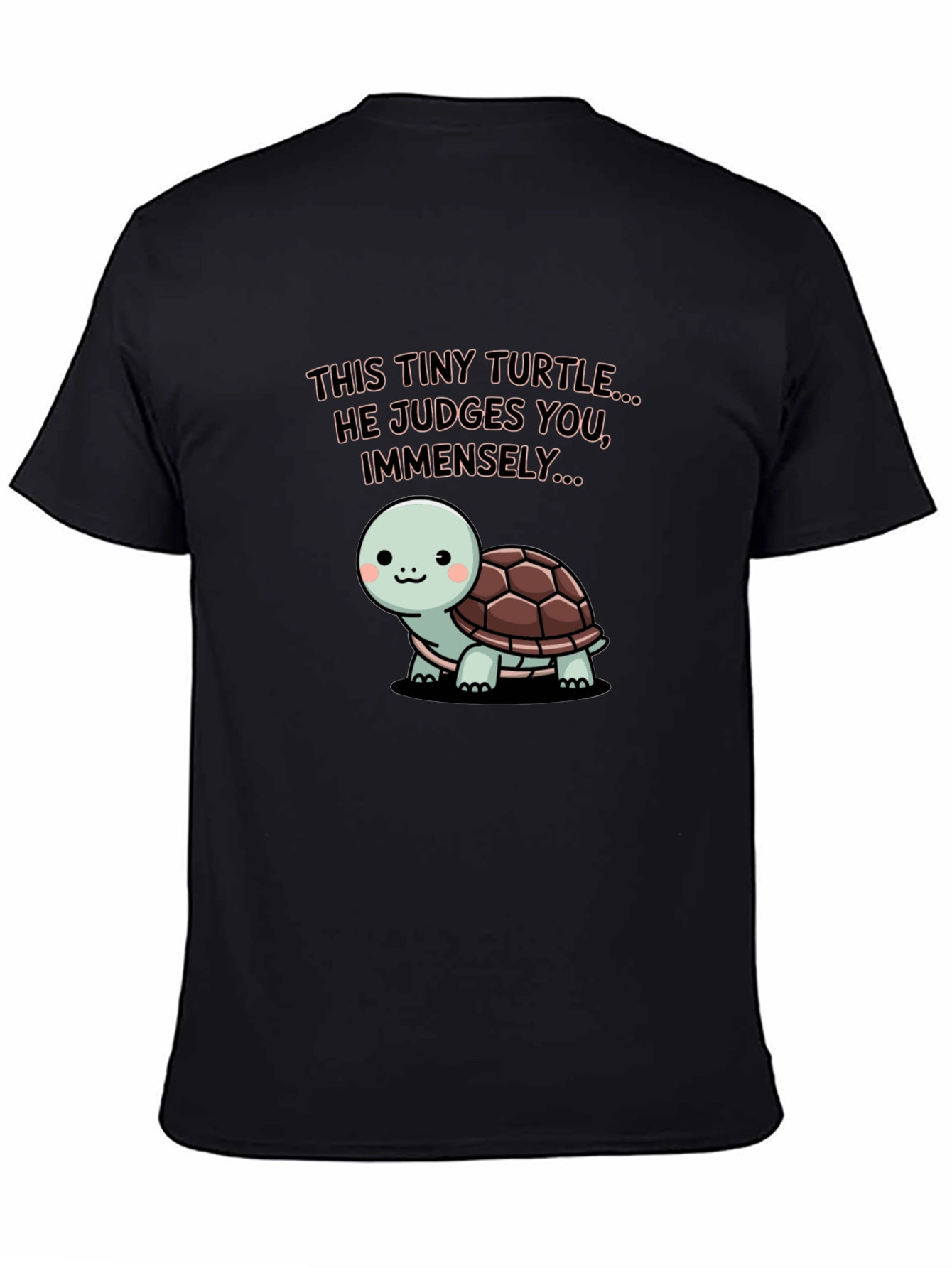 Black Tiny Turtle Judges You Graphic Tee view 4