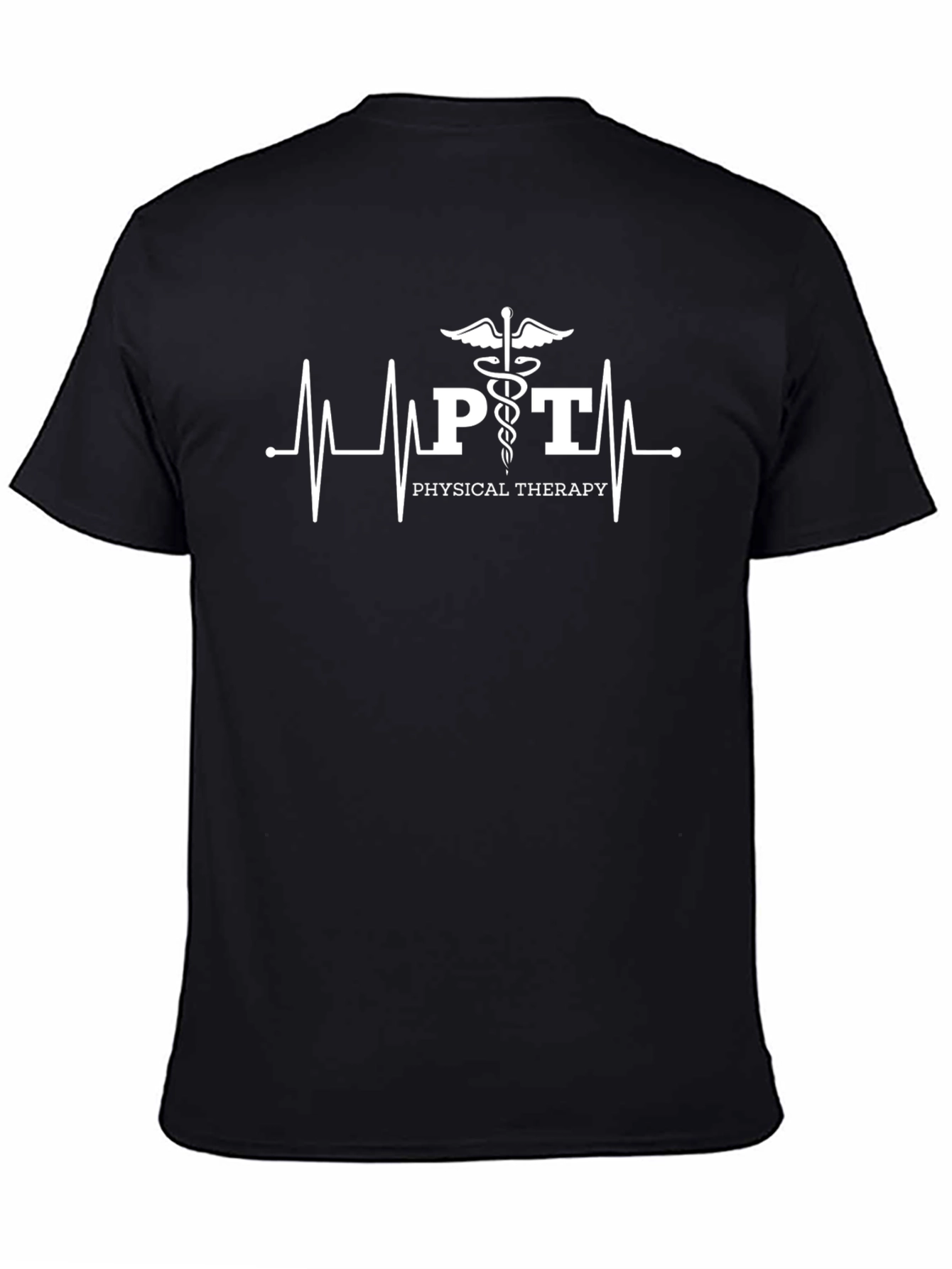 Black Physical Therapy Heartbeat Tee - Medical Gift view 4