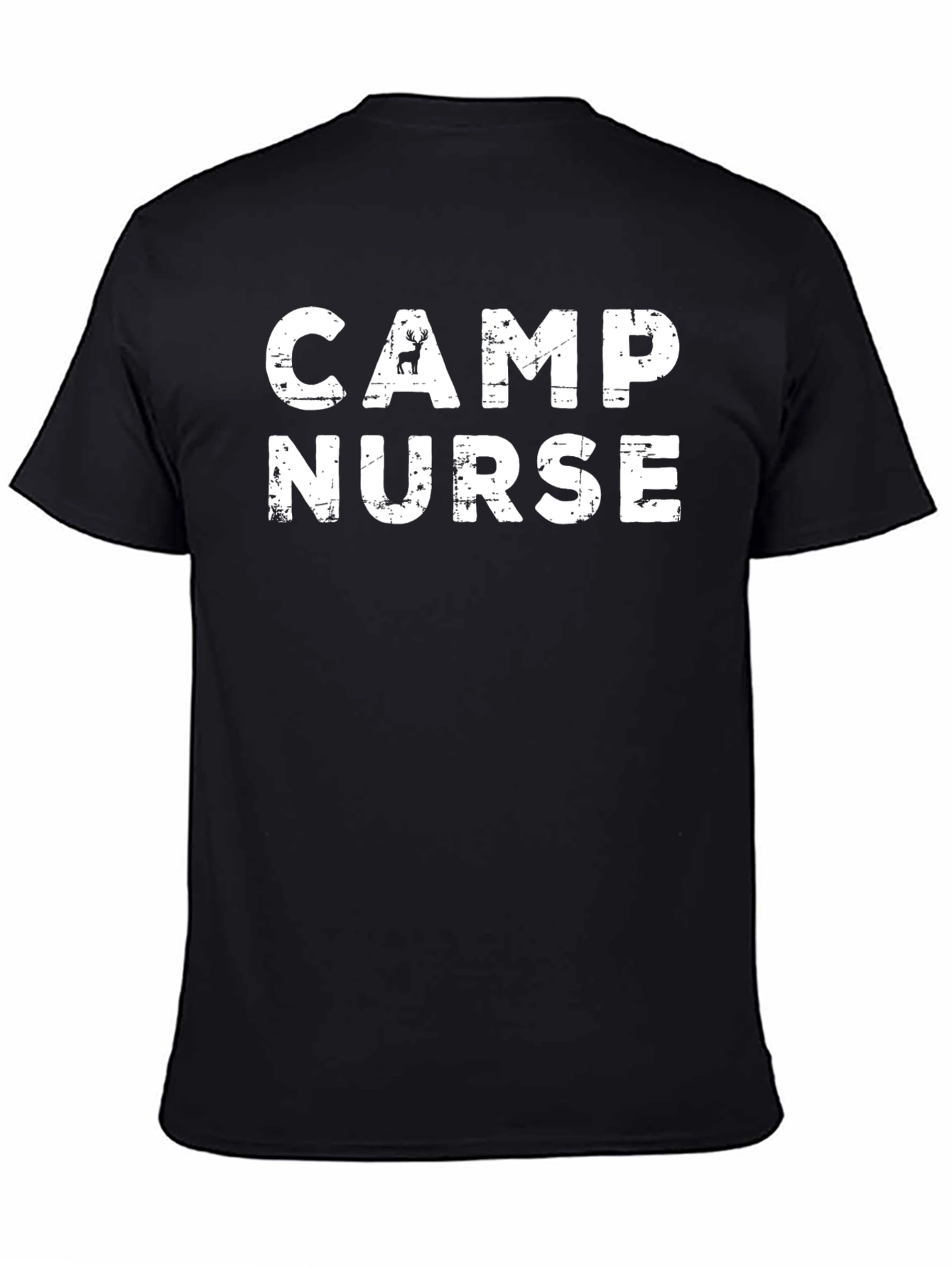 Black Camp Nurse Tee - Distressed Style Black Cotton T-Shirt view 4