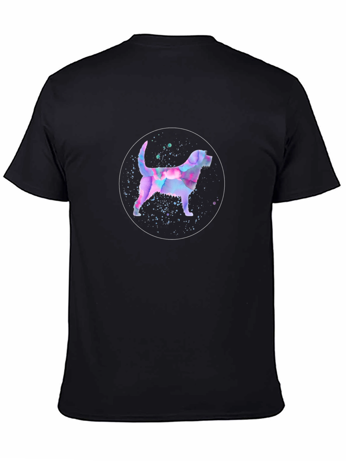 Dog Watercolor Graphic Tee - Unisex Black T-Shirt - 4