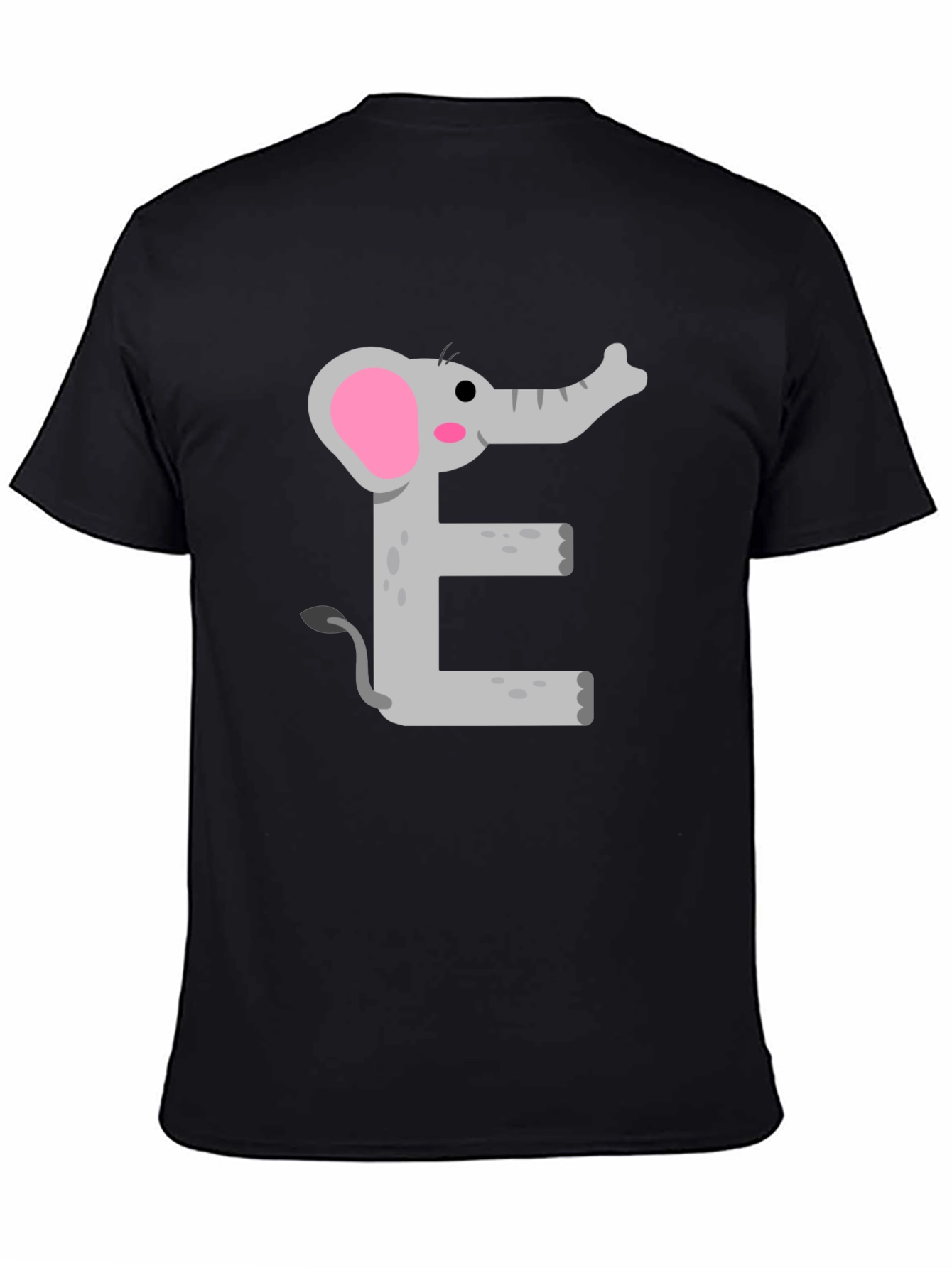 Black Elephant E Graphic Tee - Kids Alphabet Shirt view 4