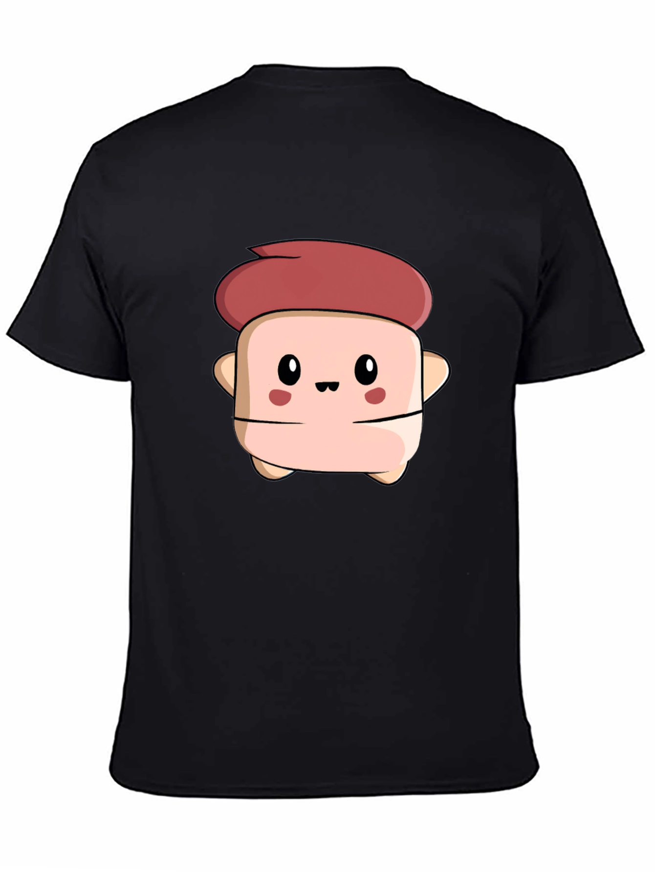 Black Cute Cartoon Character Black T-Shirt view 4