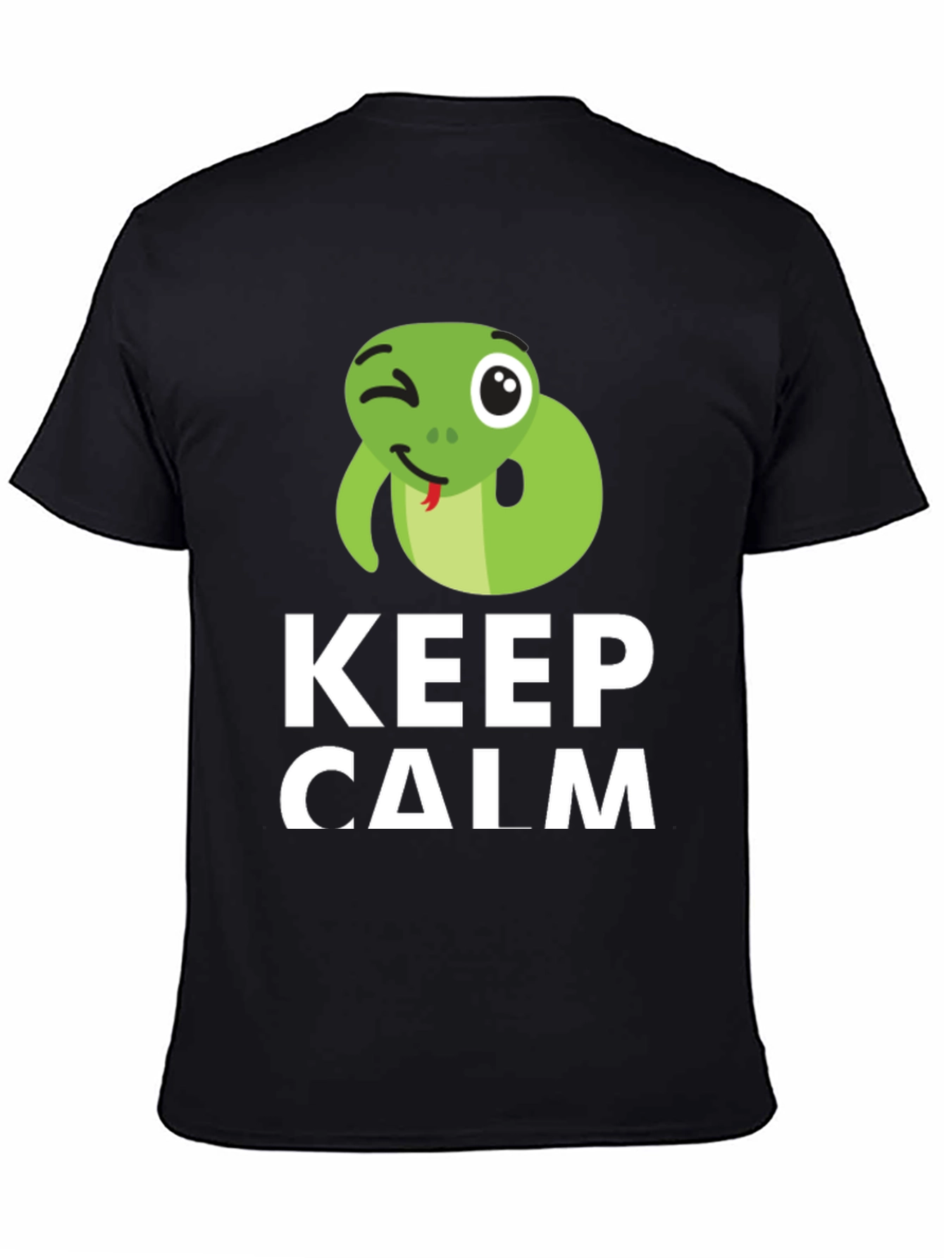Black Keep Calm Snake Tee - Funny Graphic T-Shirt view 4