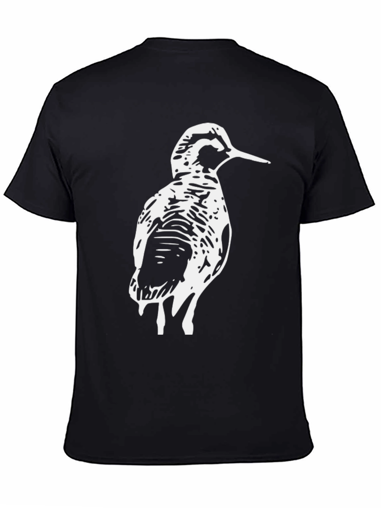 Black Woodcock Bird Graphic Tee - Black Cotton T-Shirt view 4