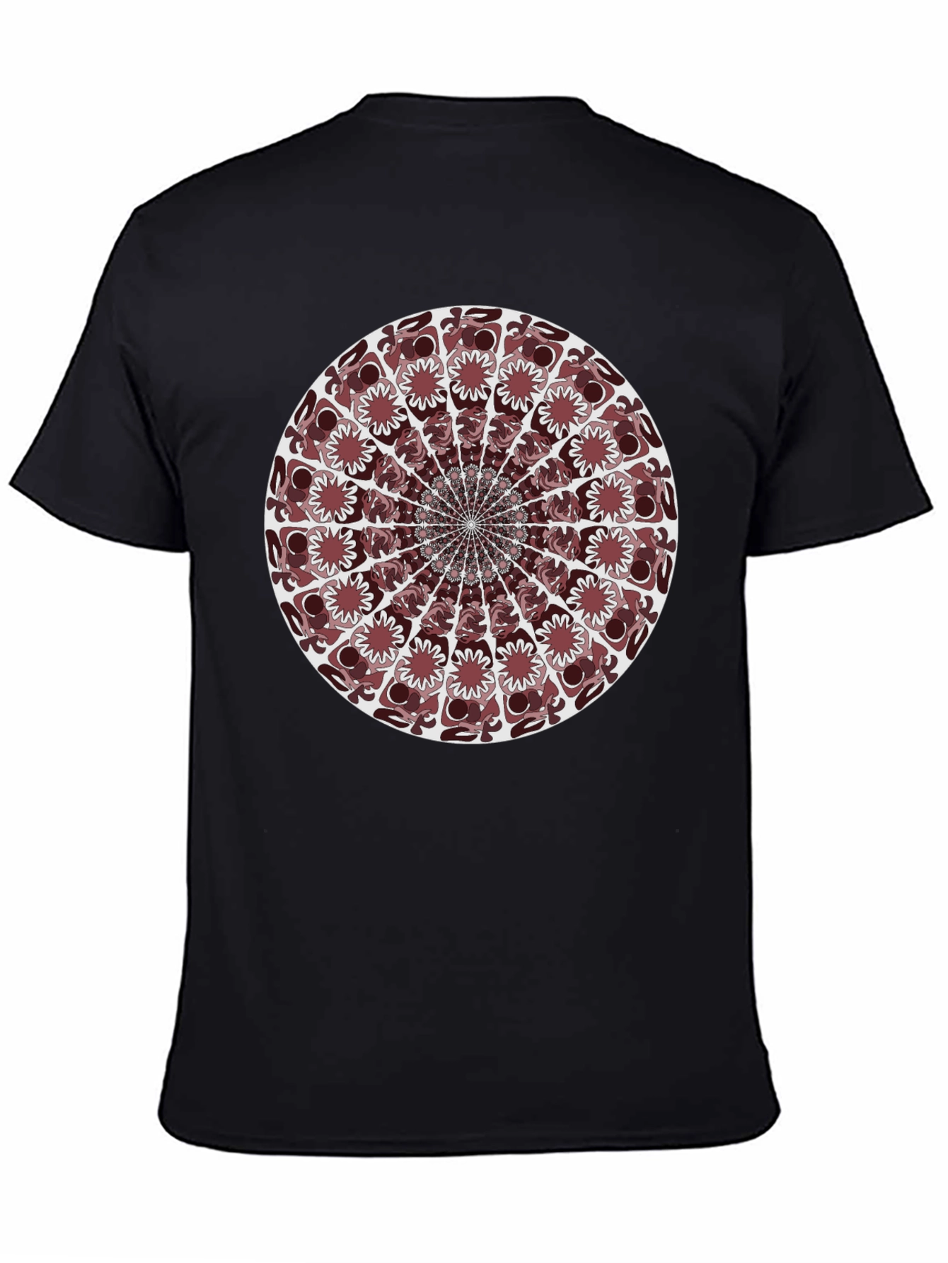 Black Abstract Mandala Graphic T-Shirt - Black view 4