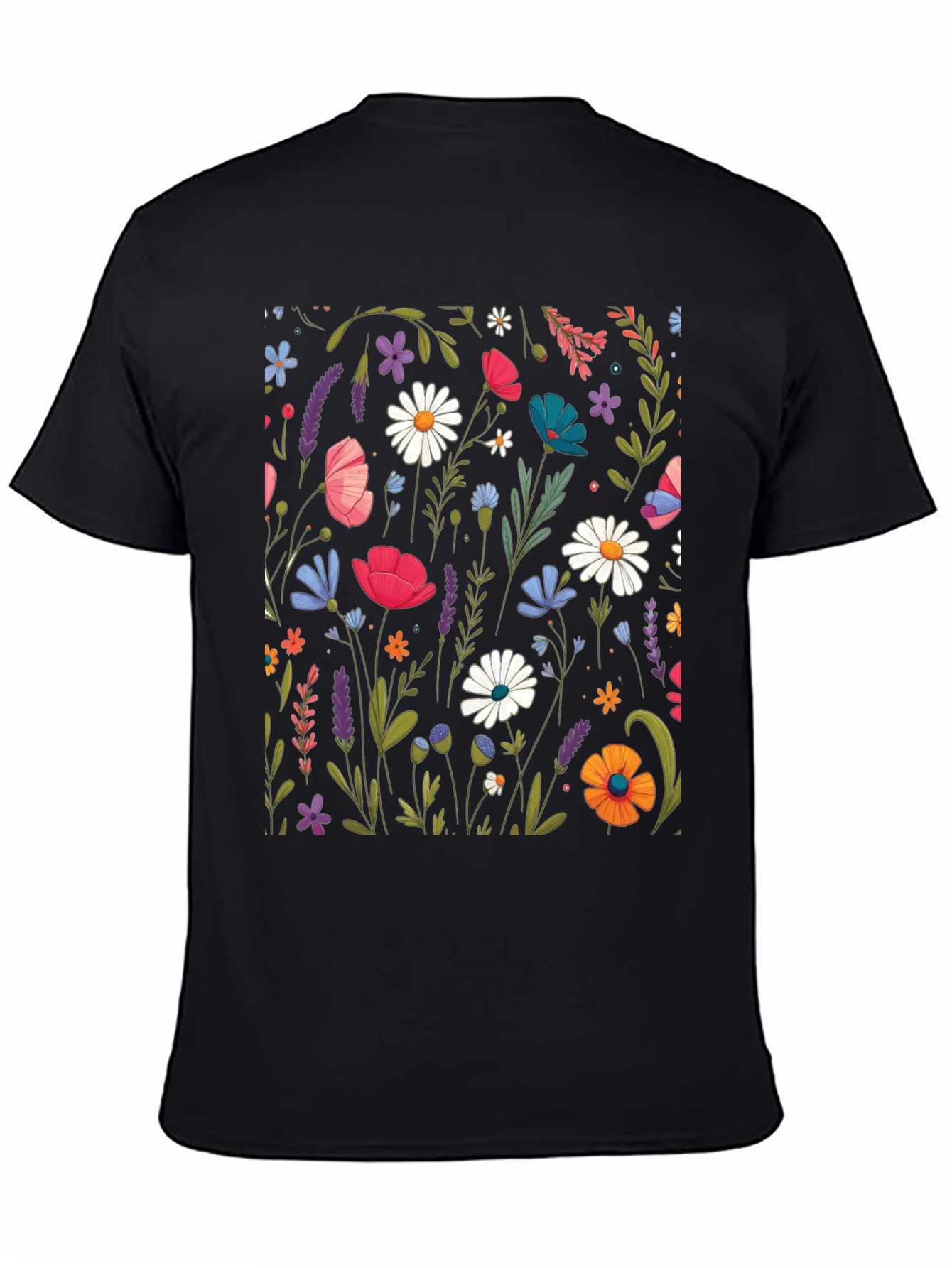 Black Floral Print Black T-Shirt view 4