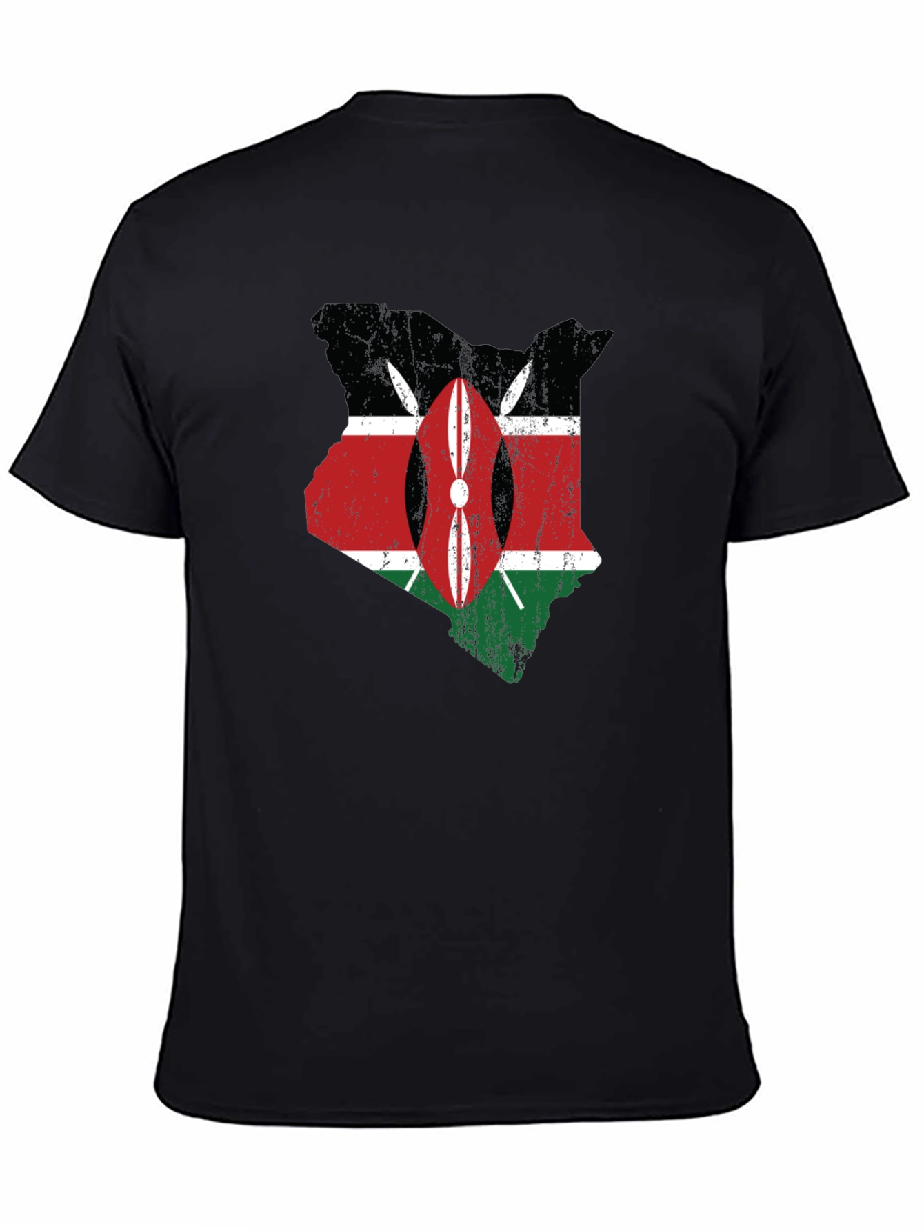 Kenya Flag Map T-Shirt - Distressed Graphic Tee - 4