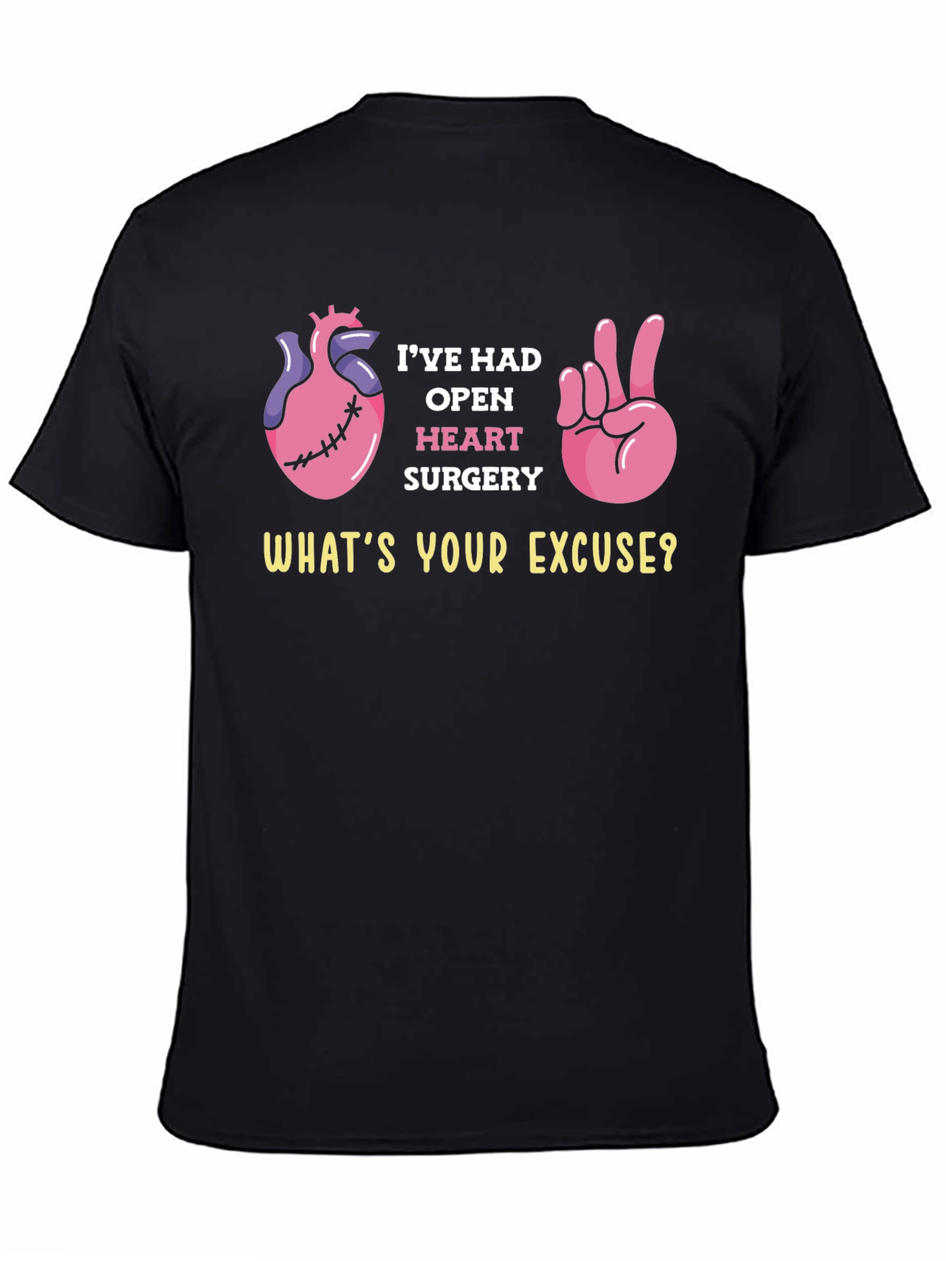 Black Open Heart Surgery Humor T-Shirt view 4